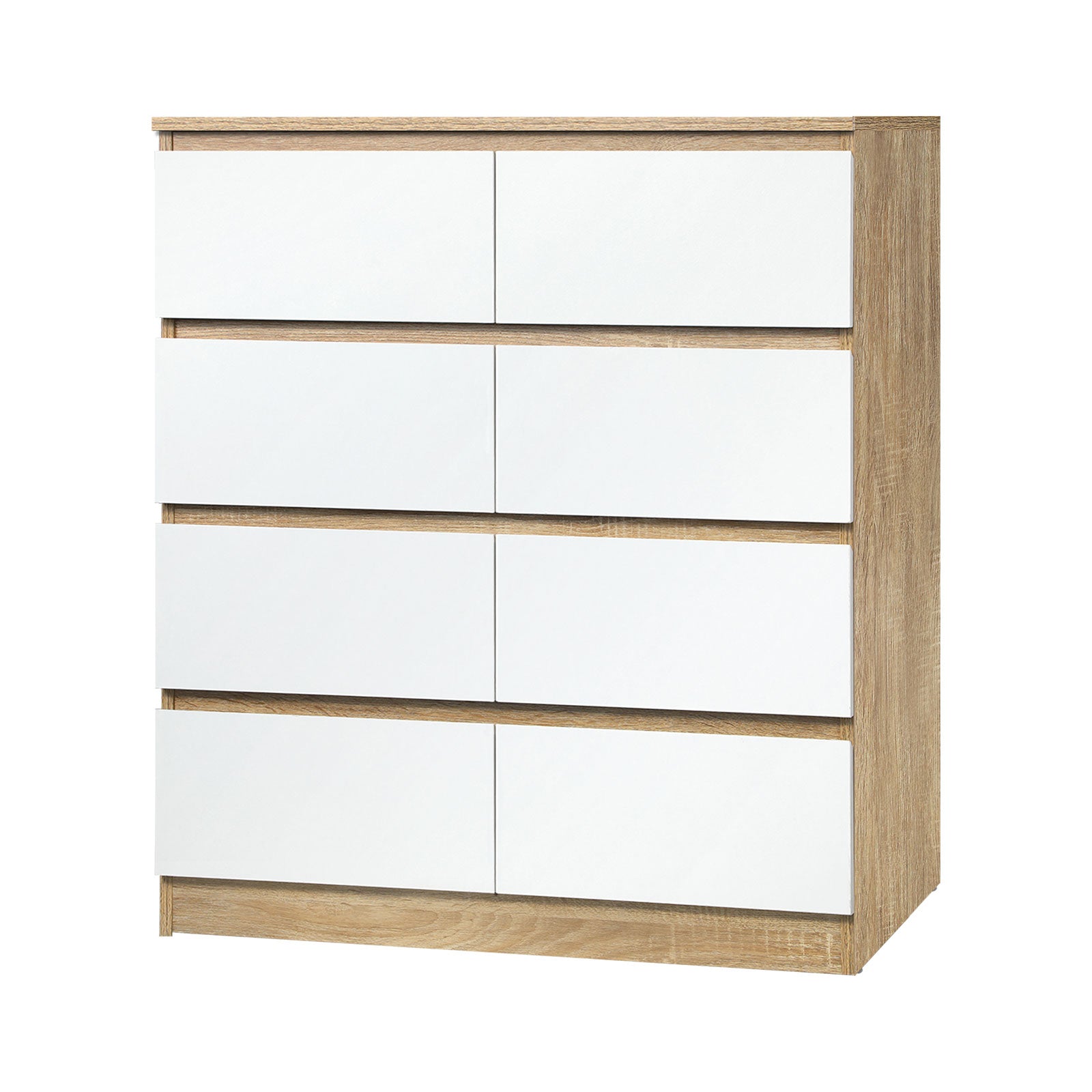 Oikiture 8 Chest of Drawers Tallboy Cabinet Dresser Table Wooden White Furniture - Sunyee