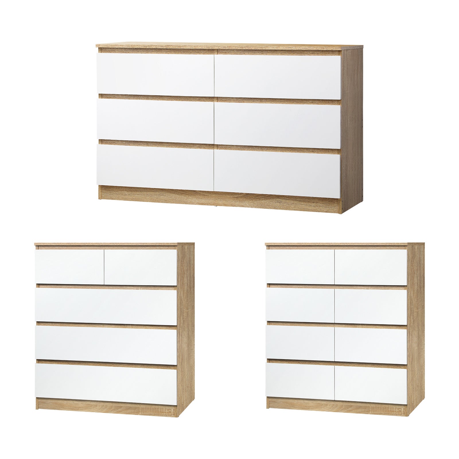 Oikiture Chest of Drawers Tallboy Dresser Table Storage Cabinet Wooden White - Sunyee