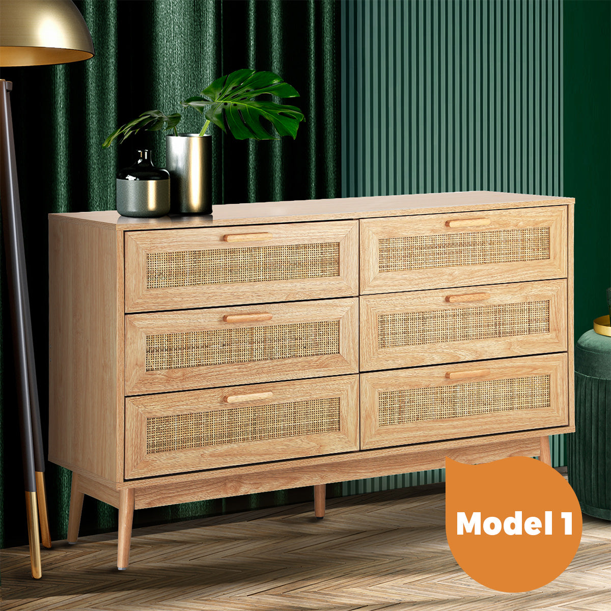 Oikiture Rattan Chest of Drawers Tallboy Cabinet Clothes Storage Bedroom - Sunyee