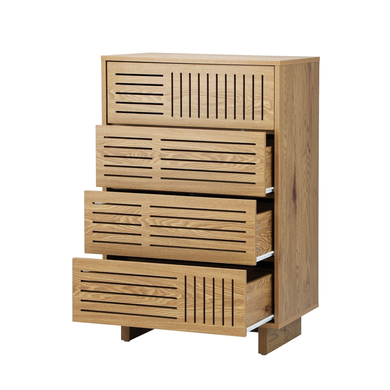 Oikiture 4 Chest of Drawers Storage Cabinet Dresser Tallboy Natural Set of 2 - Sunyee
