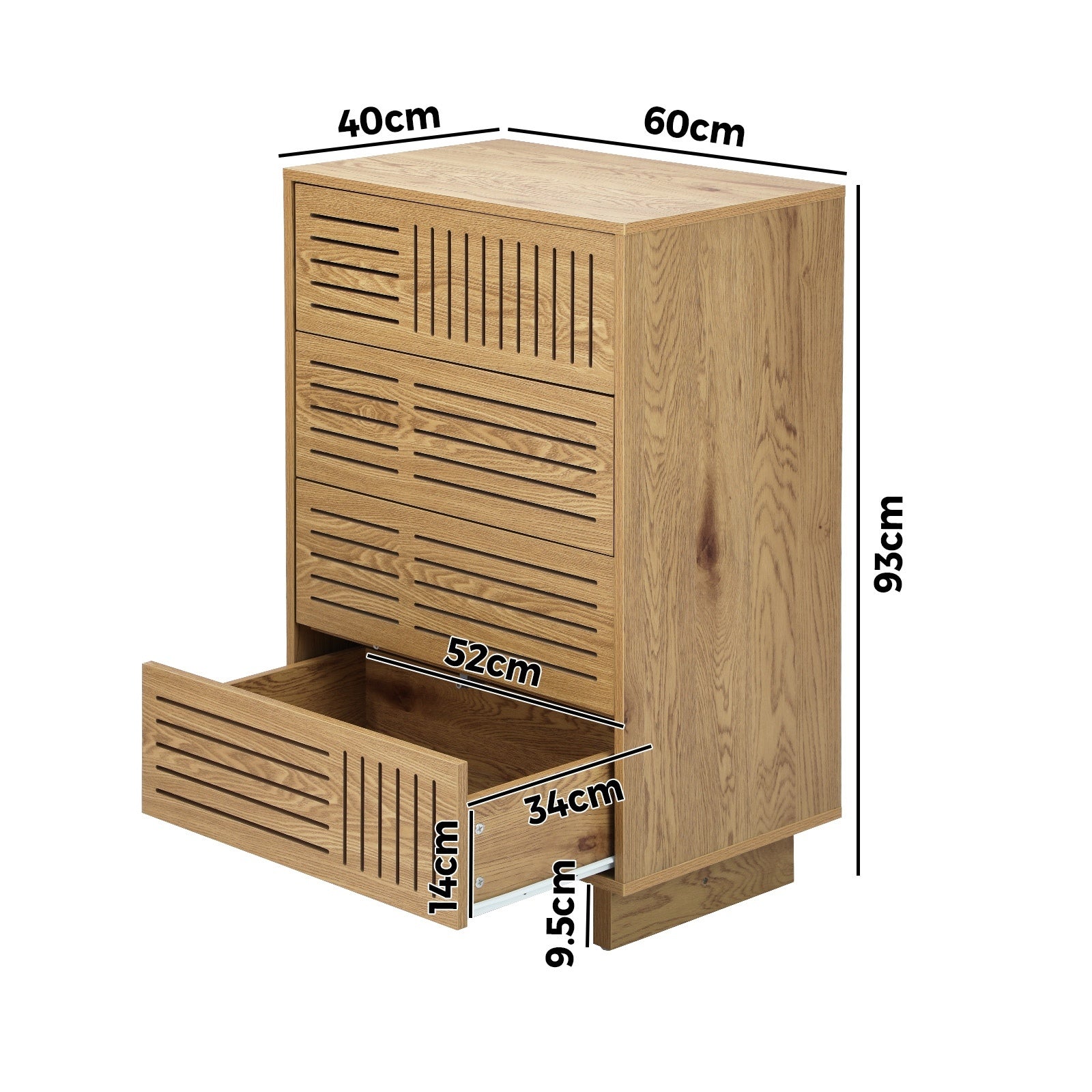 Oikiture 4 Chest of Drawers Storage Cabinet Dresser Tallboy Natural Set of 2 - Sunyee