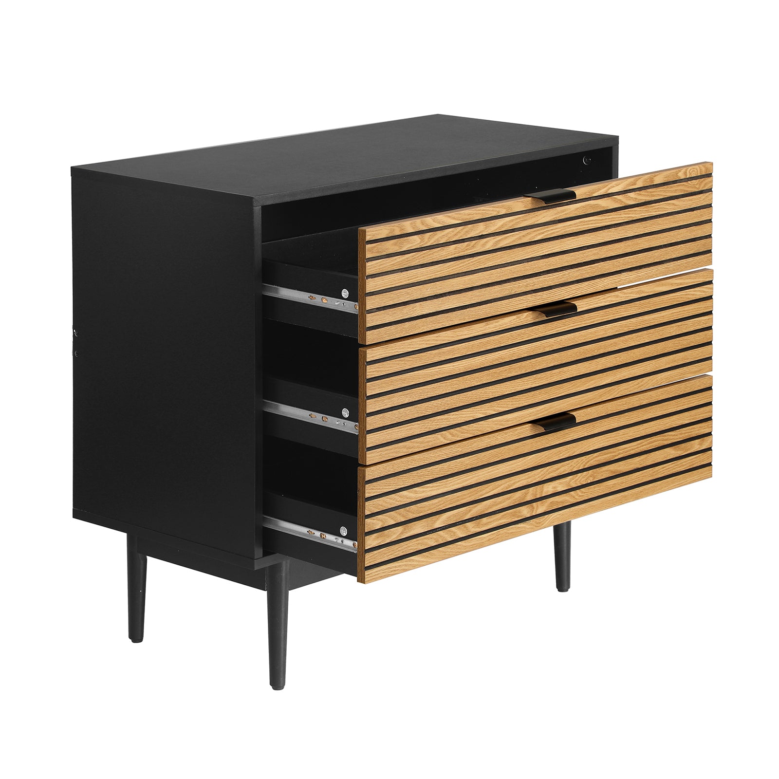 Oikiture 3 Chest of Drawers Dresser Table Bedside Lowboy Storage Cabinet - Sunyee