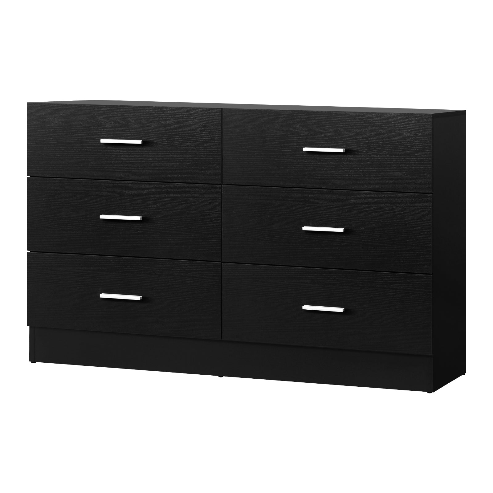 Oikiture 6 Chest of Drawers Tallboy Dresser Table Lowboy Storage Cabinet Black - Sunyee