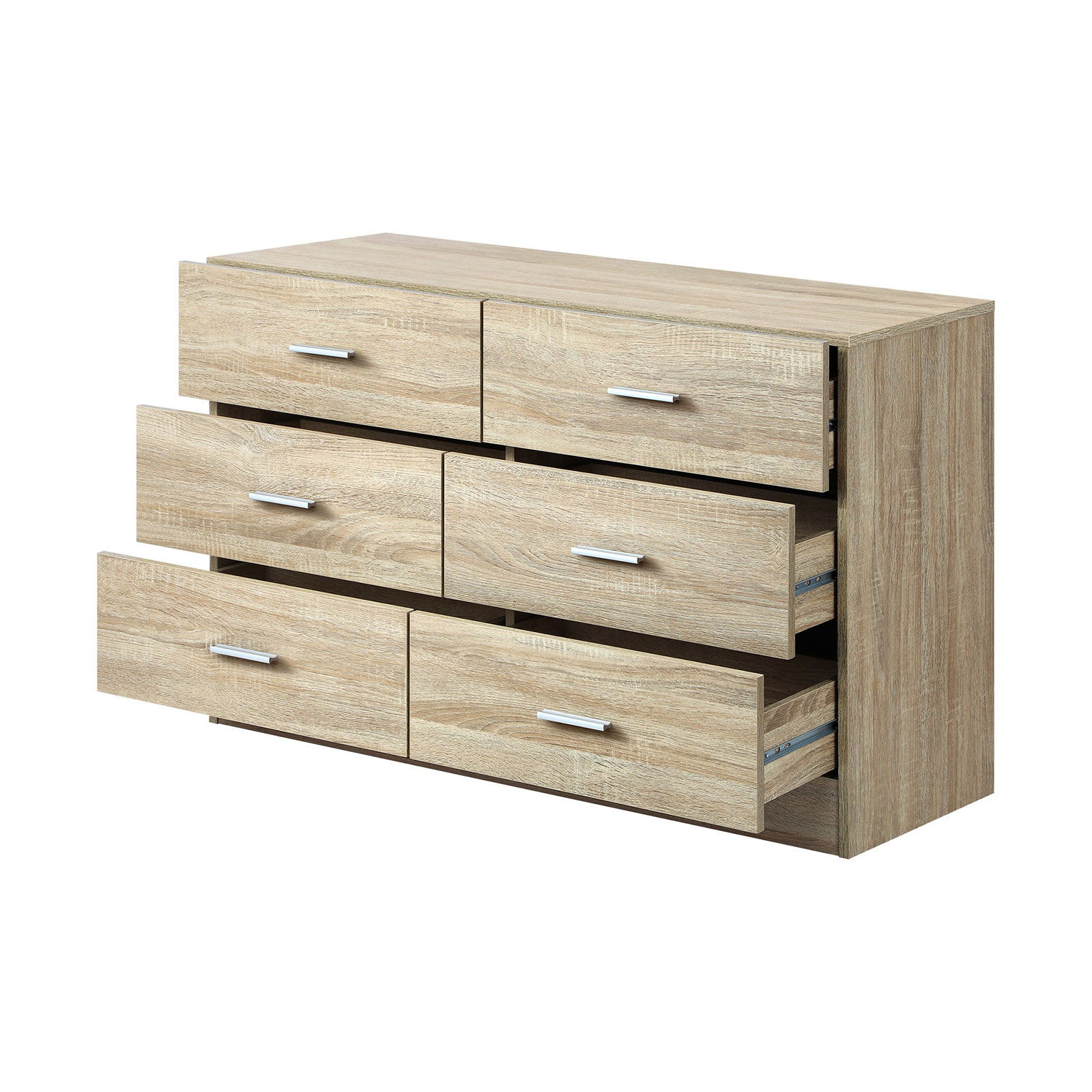Oikiture 6 Chest of Drawers Tallboy Dresser Table Lowboy Storage Cabinet Wood - Sunyee