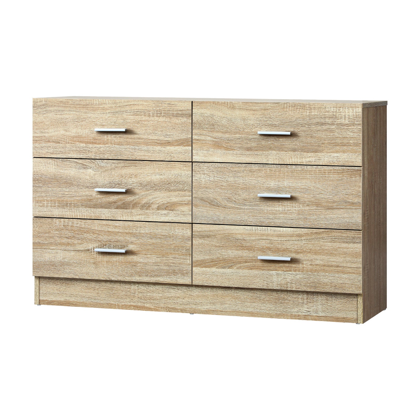 Oikiture 6 Chest of Drawers Tallboy Dresser Table Lowboy Storage Cabinet Wood - Sunyee