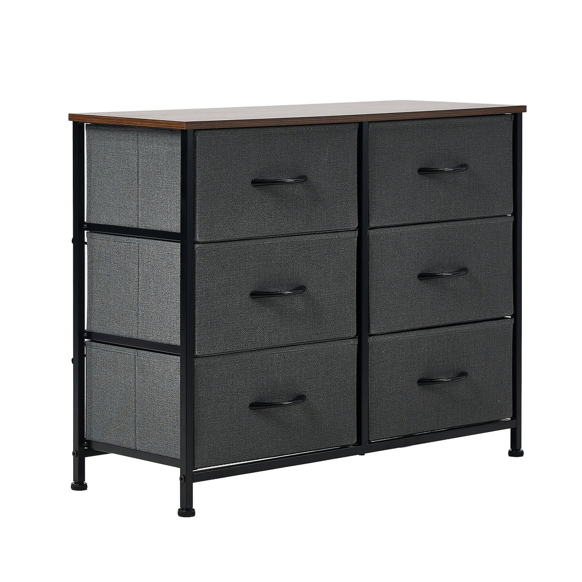 Oikiture 6 Chest of Drawers Storage Cabinet Dresser Organizer Fabric Grey - Sunyee