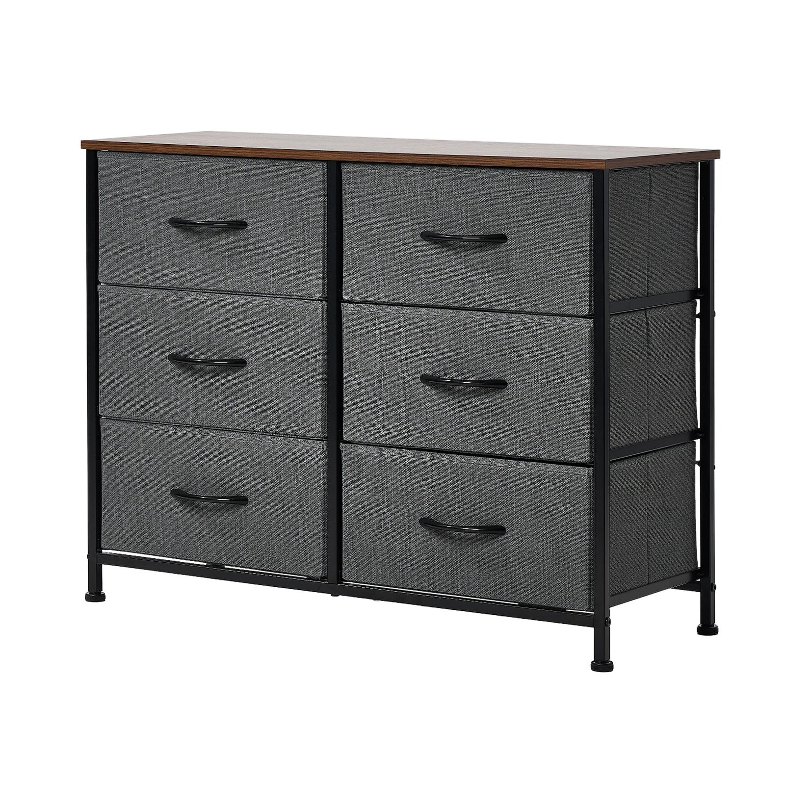 Oikiture Chest of Drawers Fabric Storage Cabinet Bedroom Organizer Grey - Sunyee
