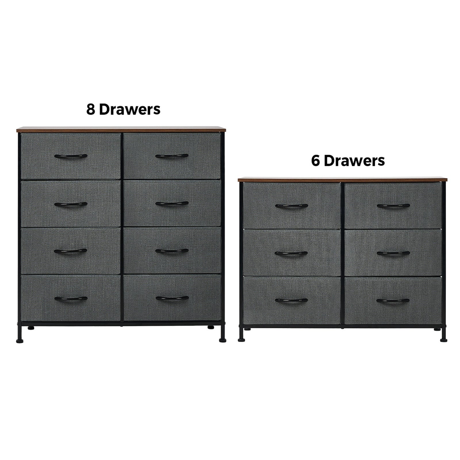 Oikiture Chest of Drawers Fabric Storage Cabinet Bedroom Organizer Grey - Sunyee