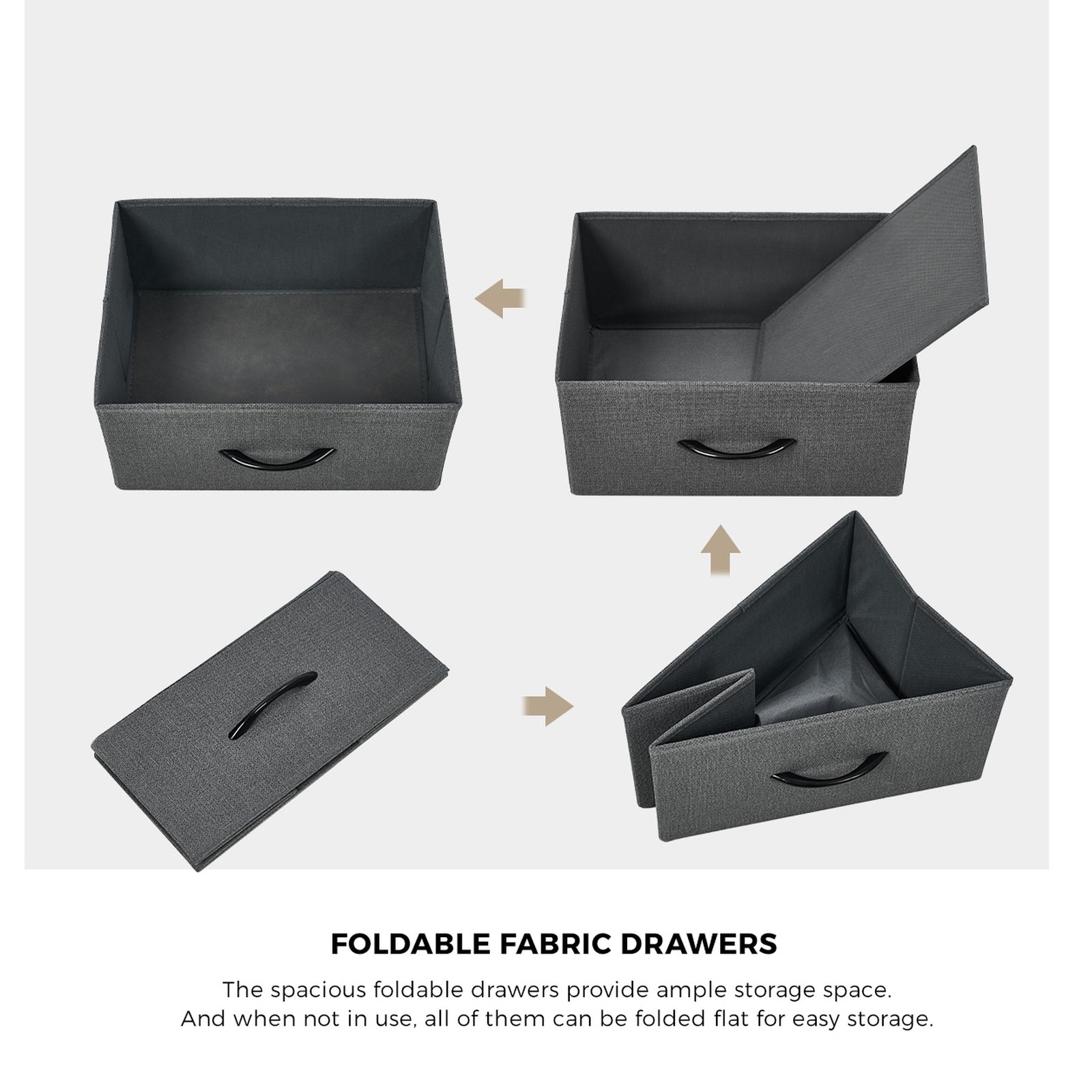 Oikiture Chest of Drawers Fabric Storage Cabinet Bedroom Organizer Grey - Sunyee