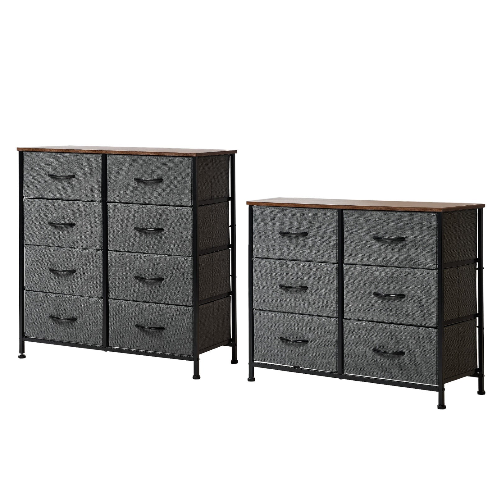 Oikiture Chest of Drawers Fabric Storage Cabinet Bedroom Organizer Grey - Sunyee
