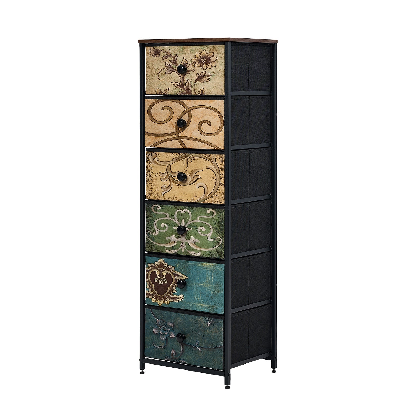 Oikiture Chest of Drawers Fabric Vintage Tallboy Storage Cabinet Dresser - Sunyee