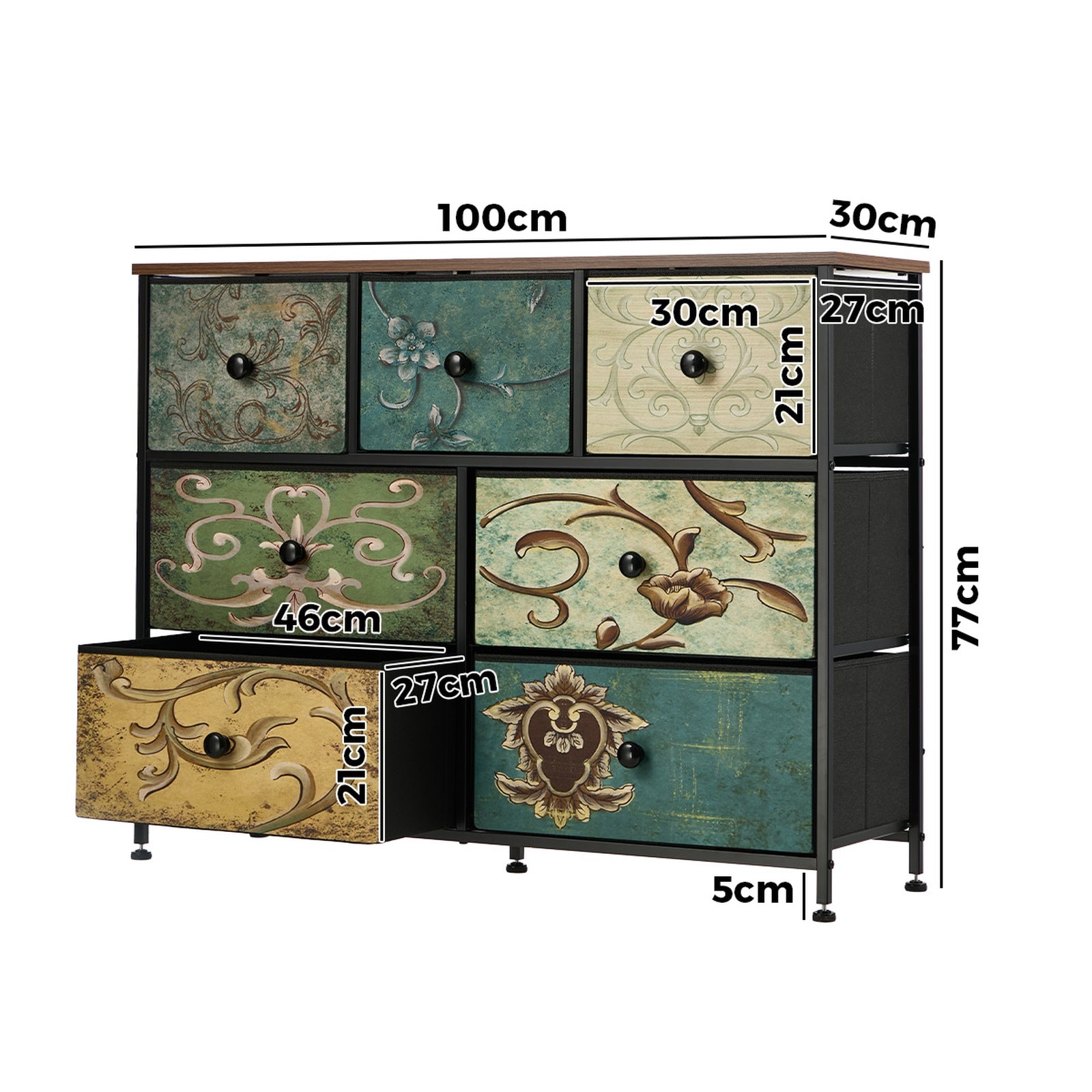 Oikiture 7 Chest of Drawers Fabric Storage Cabinet Tower Dresser Lowboy - Sunyee
