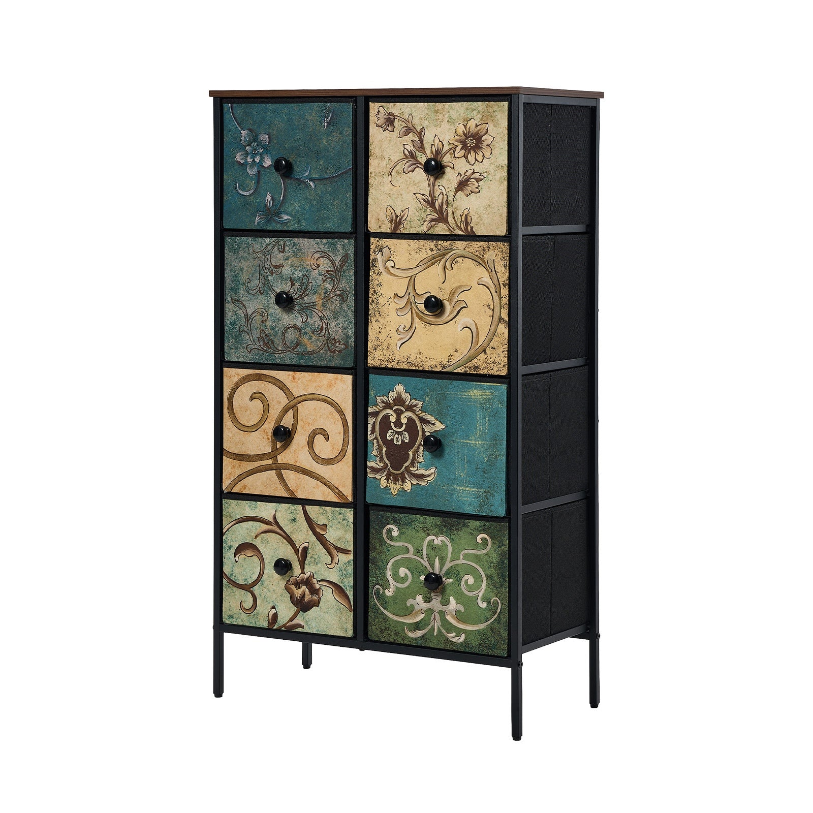 Oikiture Chest of Drawers Fabric Vintage Tallboy Storage Cabinet Dresser - Sunyee