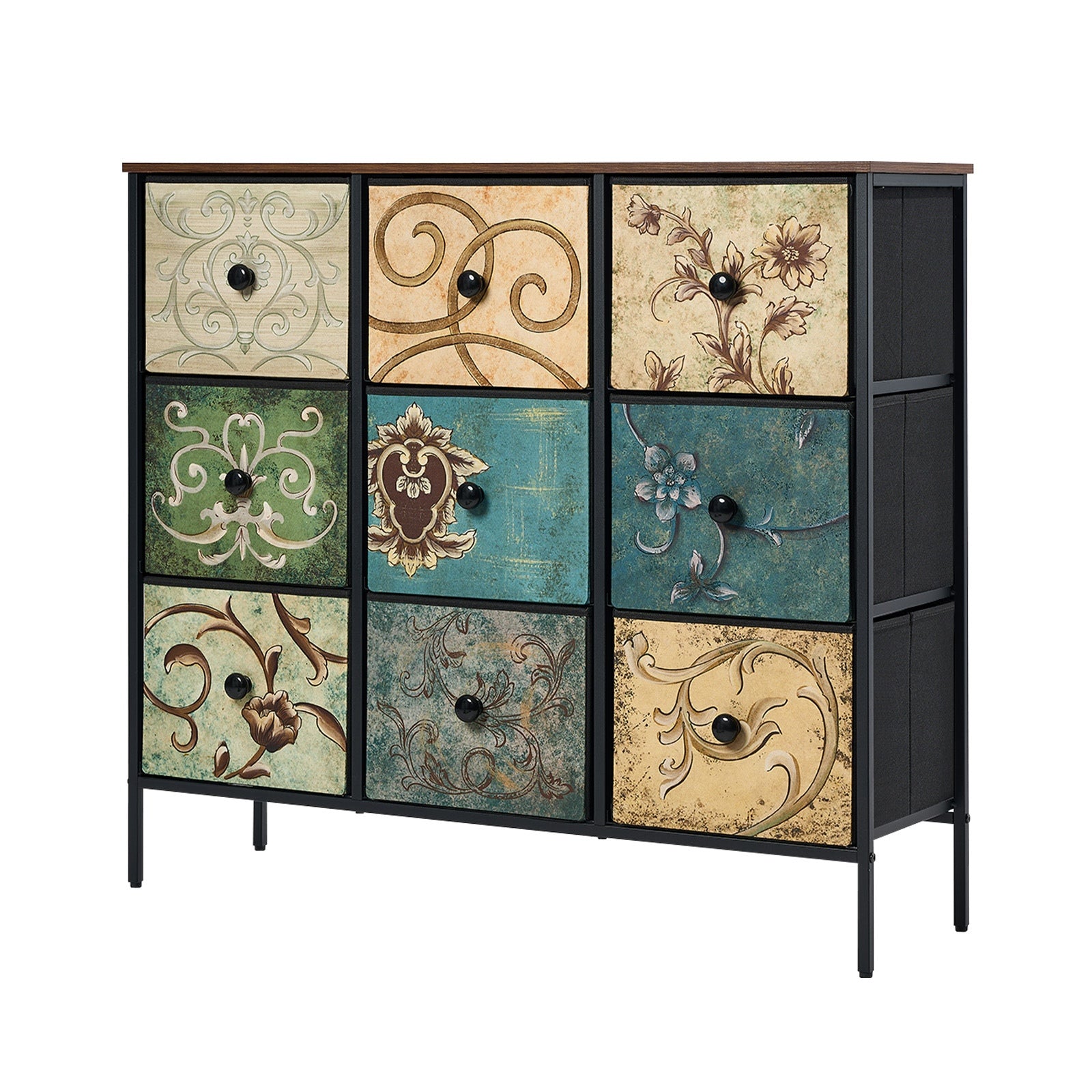 Oikiture Chest of Drawers Fabric Vintage Tallboy Storage Cabinet Dresser - Sunyee