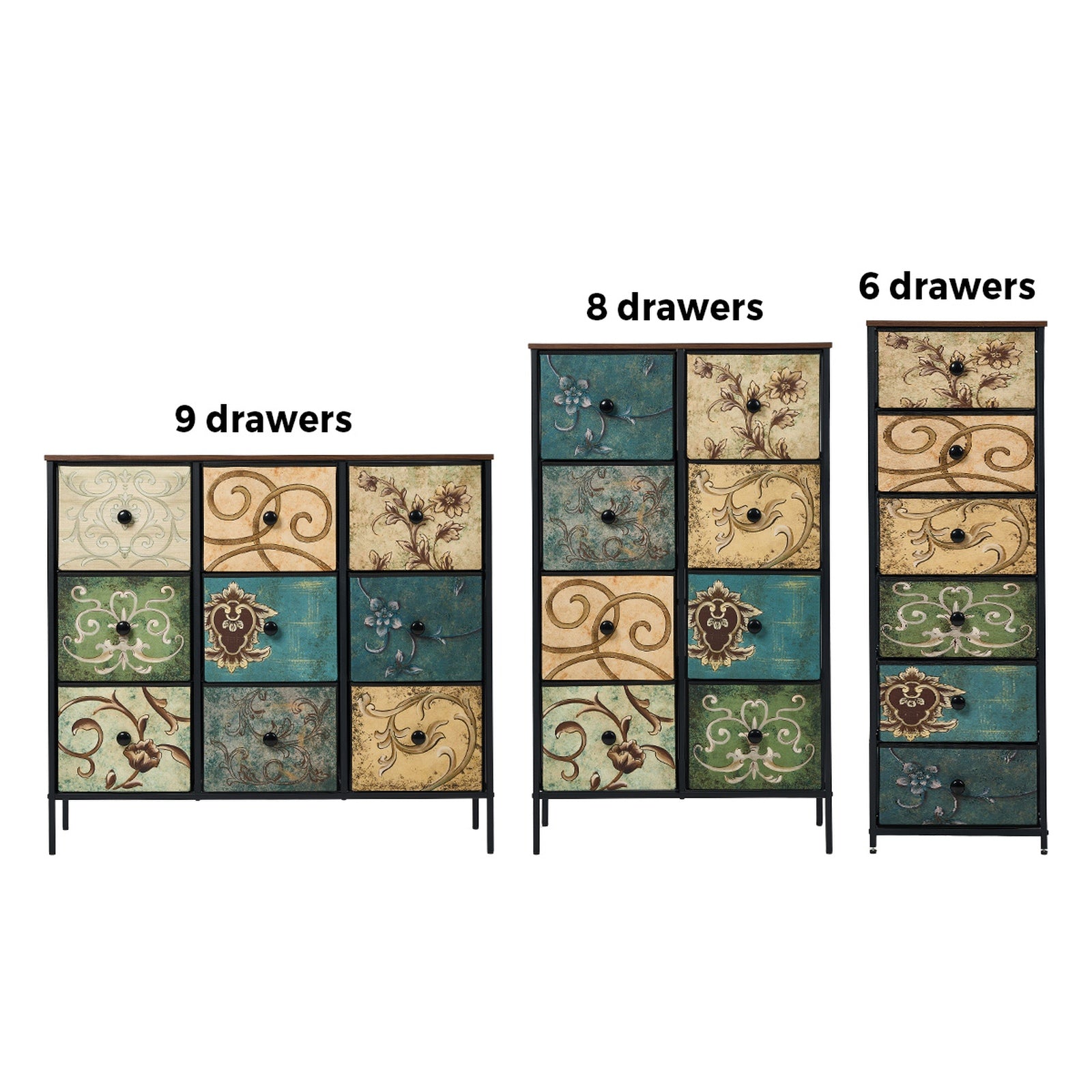 Oikiture Chest of Drawers Fabric Vintage Tallboy Storage Cabinet Dresser - Sunyee