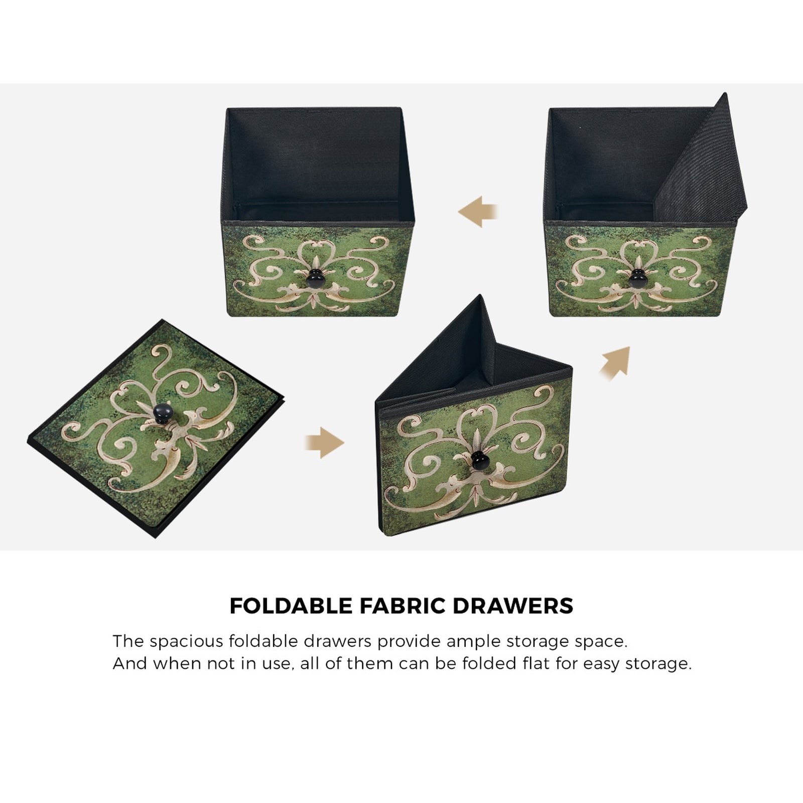 Oikiture Chest of Drawers Fabric Vintage Tallboy Storage Cabinet Dresser - Sunyee