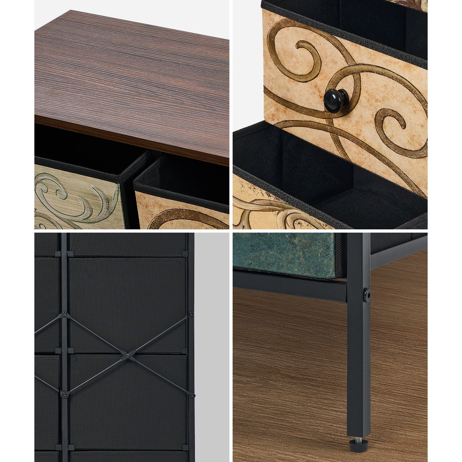 Oikiture Chest of Drawers Fabric Vintage Tallboy Storage Cabinet Dresser - Sunyee