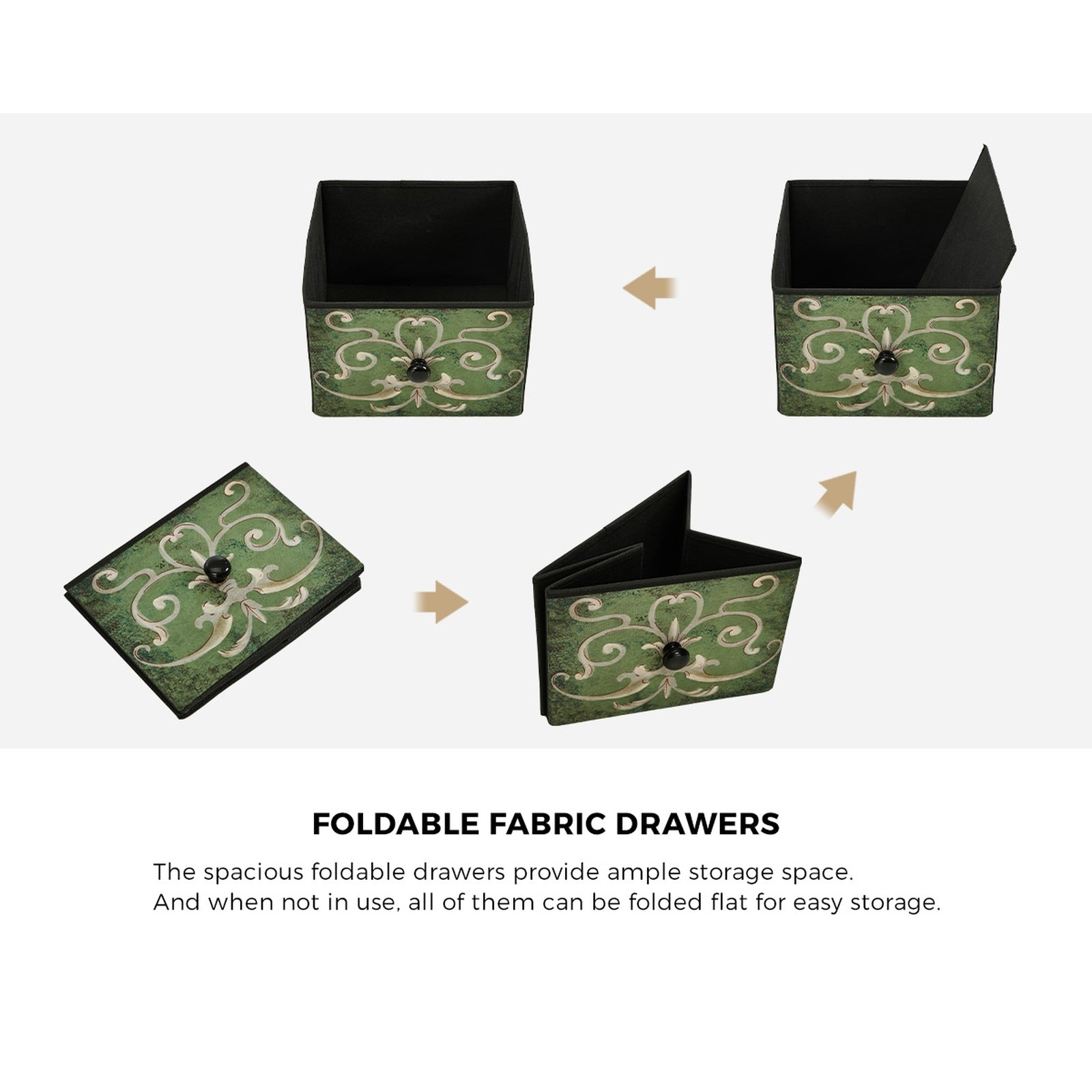 Oikiture 6 Chest of Drawers Fabric Retro Dresser Lowboy Shelf Charging Station - Sunyee