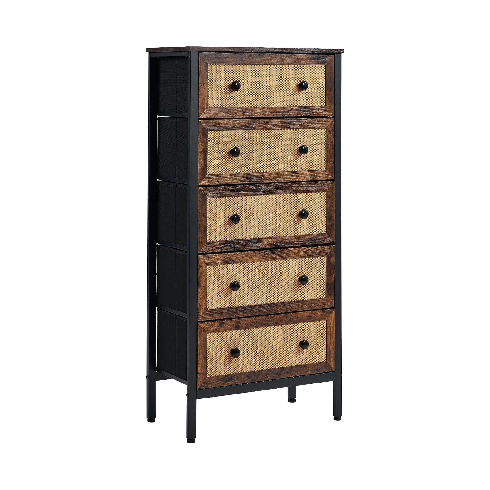 Oikiture Chest of Drawers Rattan Storage Cabinet Bedroom Dresser Tallboy - Sunyee