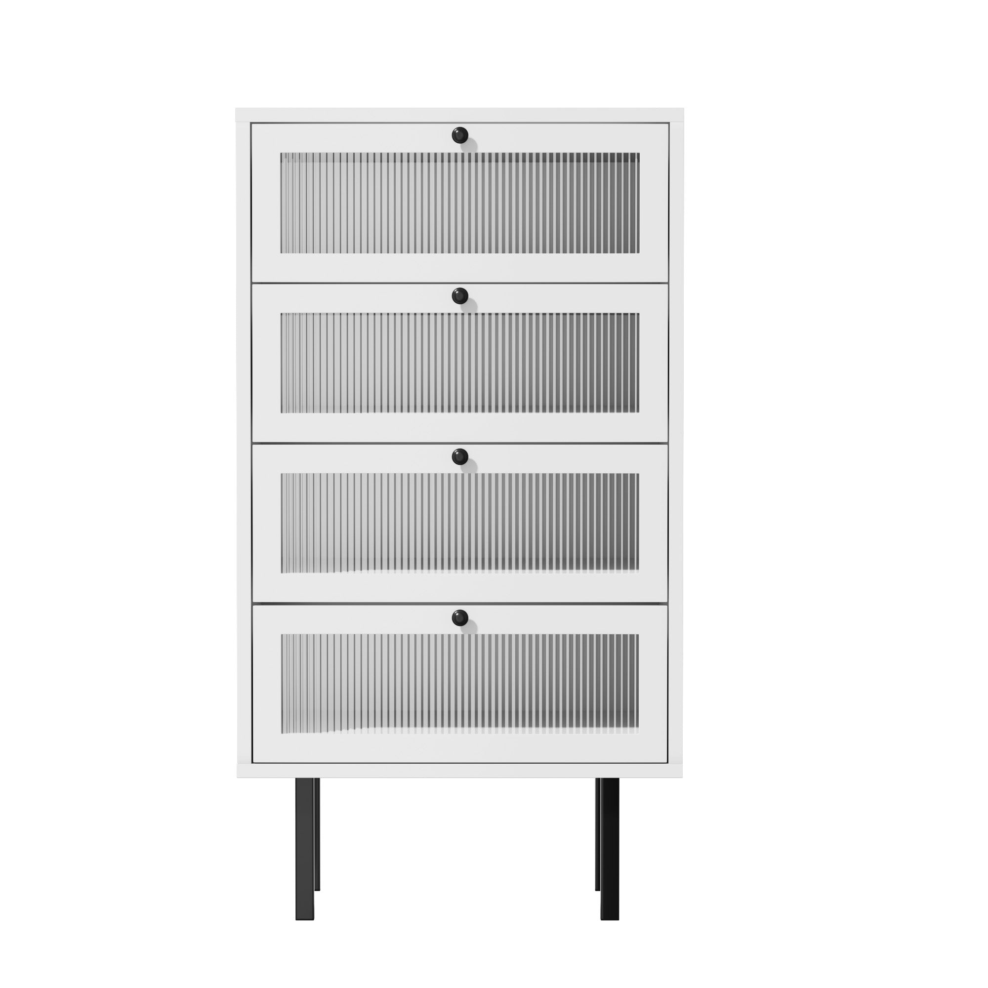 Oikiture 4 Chest of Drawers Tallboy Dresser Storage Cabinet Sideboard White - Sunyee