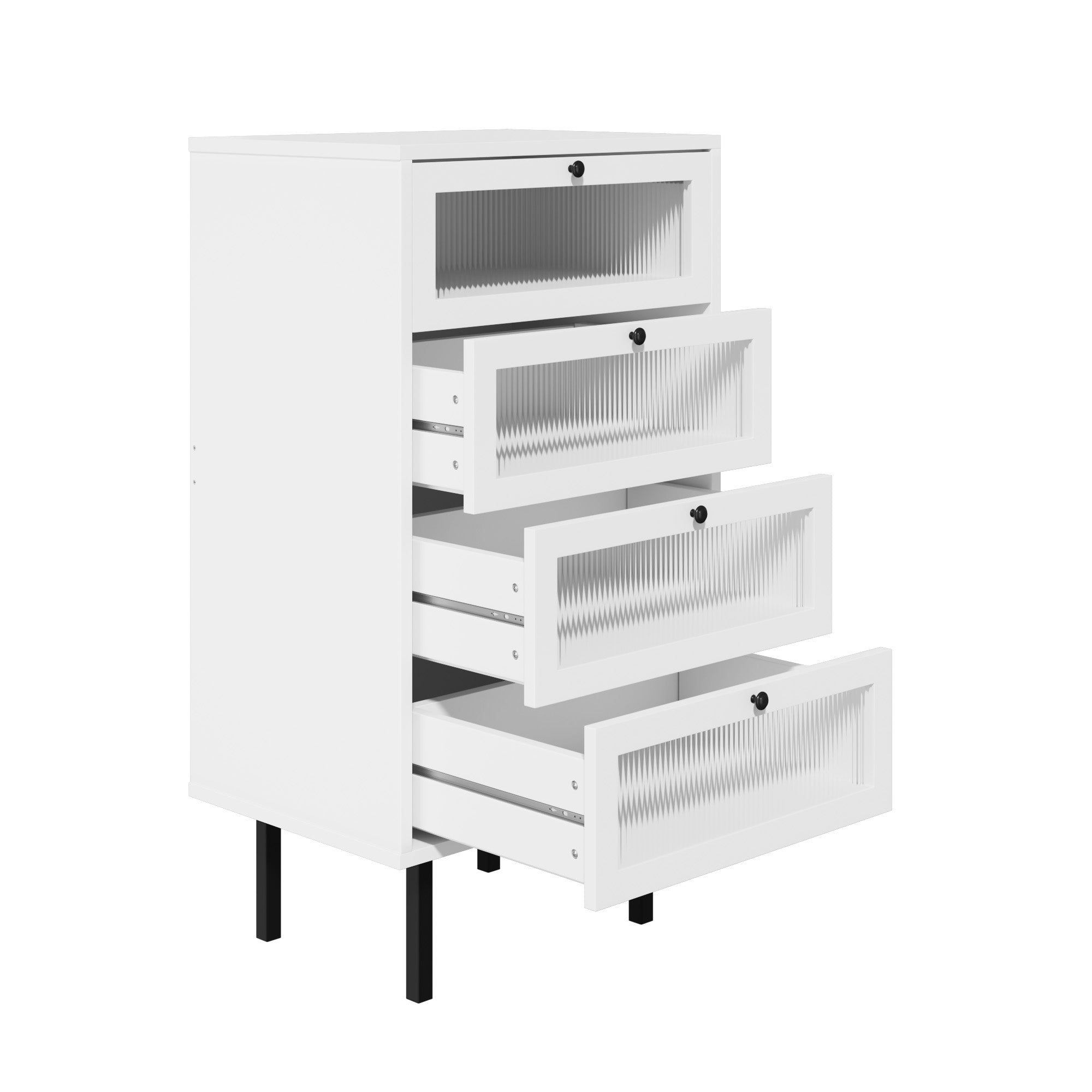 Oikiture 4 Chest of Drawers Tallboy Dresser Storage Cabinet Sideboard White - Sunyee