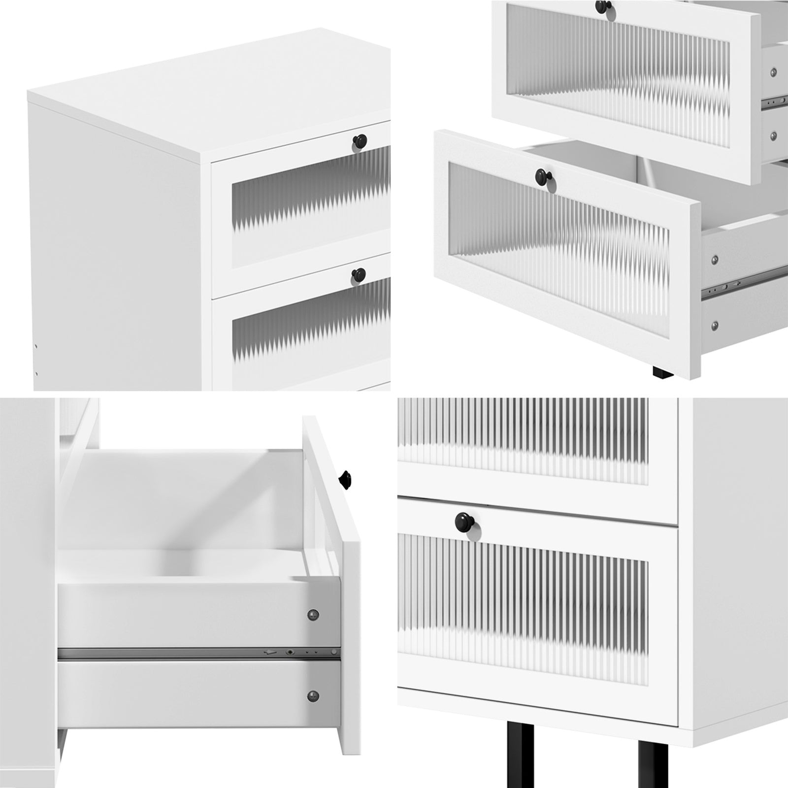 Oikiture 4 Chest of Drawers Tallboy Dresser Storage Cabinet White Set of 2 - Sunyee