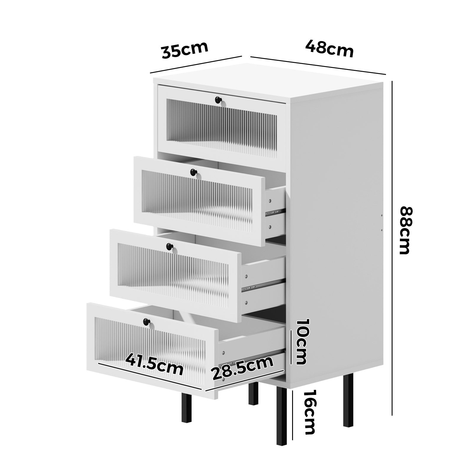 Oikiture 4 Chest of Drawers Tallboy Dresser Storage Cabinet White Set of 2 - Sunyee
