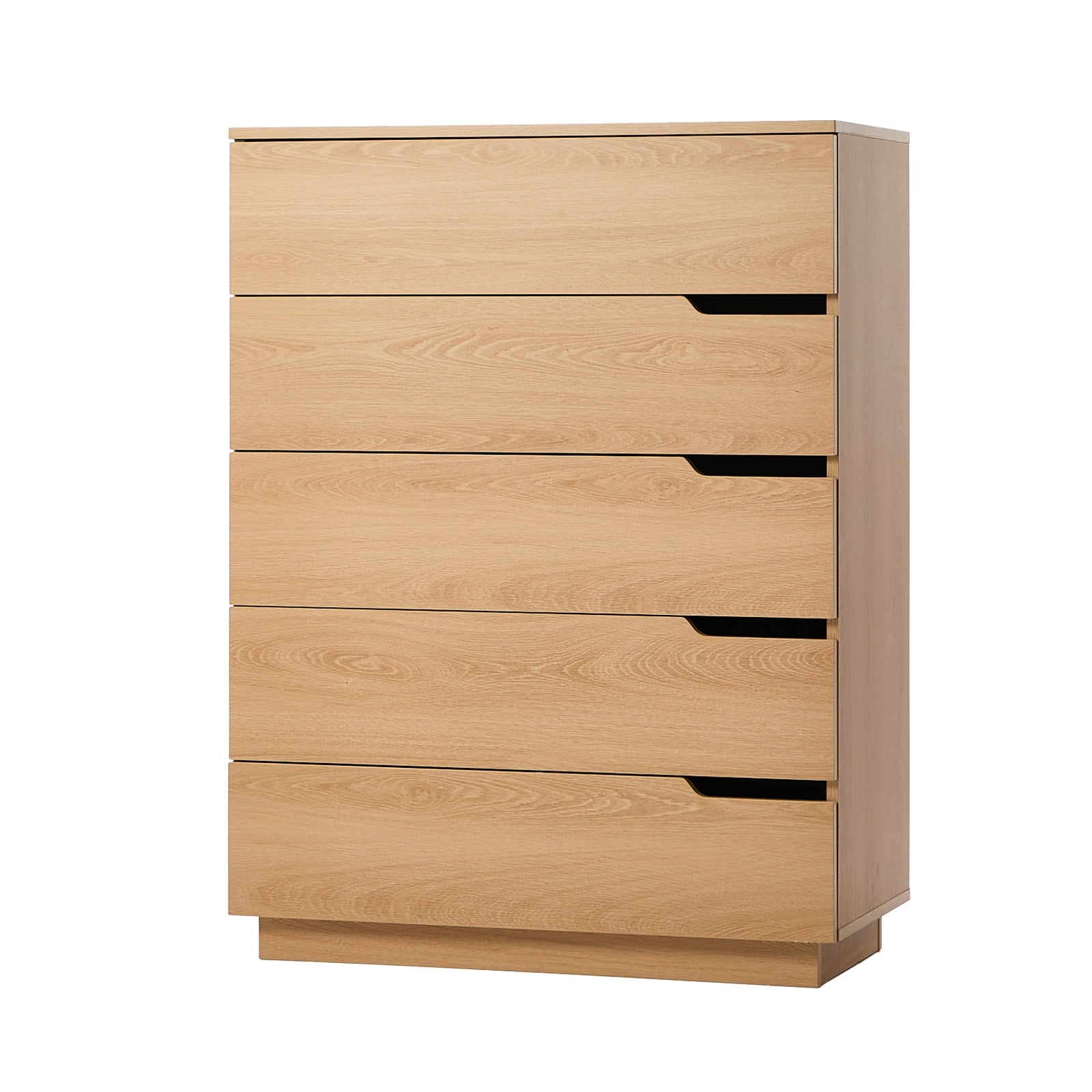 Oikiture 5 Chest of Drawers Dresser Tallboy Storage Cabinet Bedroom Natural - Sunyee
