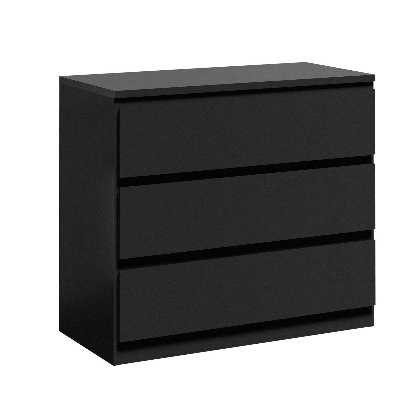 Oikiture 3 Chest of Drawers Lowboy Dresser Table Storage Cabinet Bedroom Black - Sunyee