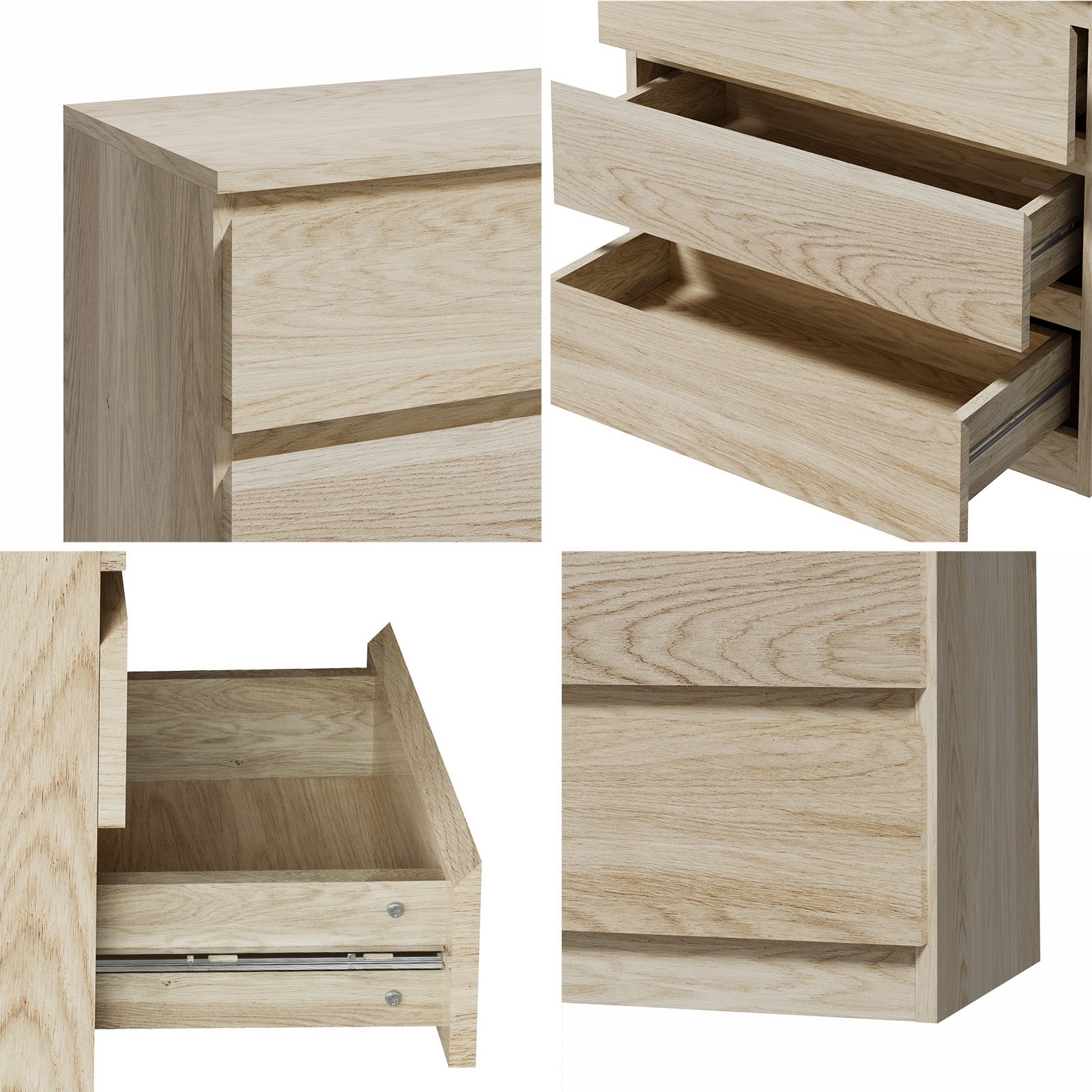 Oikiture 3 Chest of Drawers Lowboy Dresser Table Storage Cabinet Bedroom - Sunyee