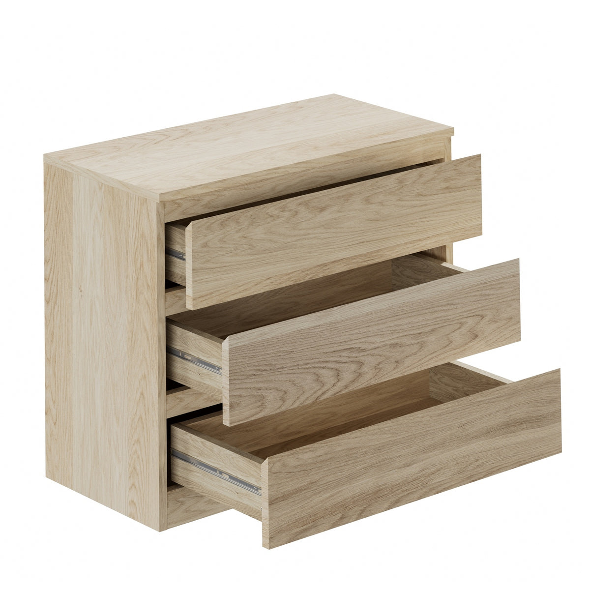 Oikiture 3 Chest of Drawers Lowboy Dresser Table Storage Cabinet Bedroom Natural - Sunyee