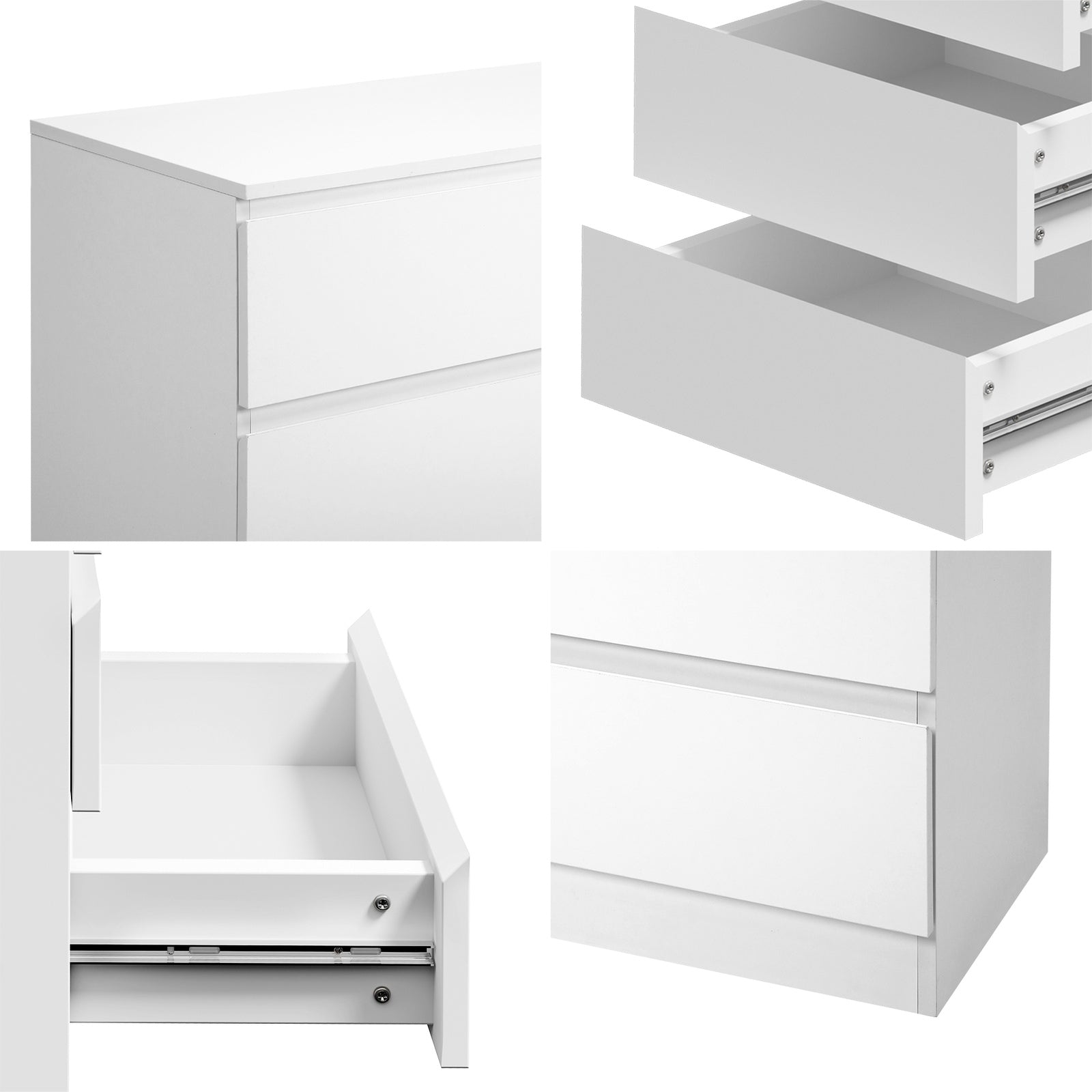 Oikiture 3 Chest of Drawers Lowboy Dresser Table Storage Cabinet Bedroom White - Sunyee
