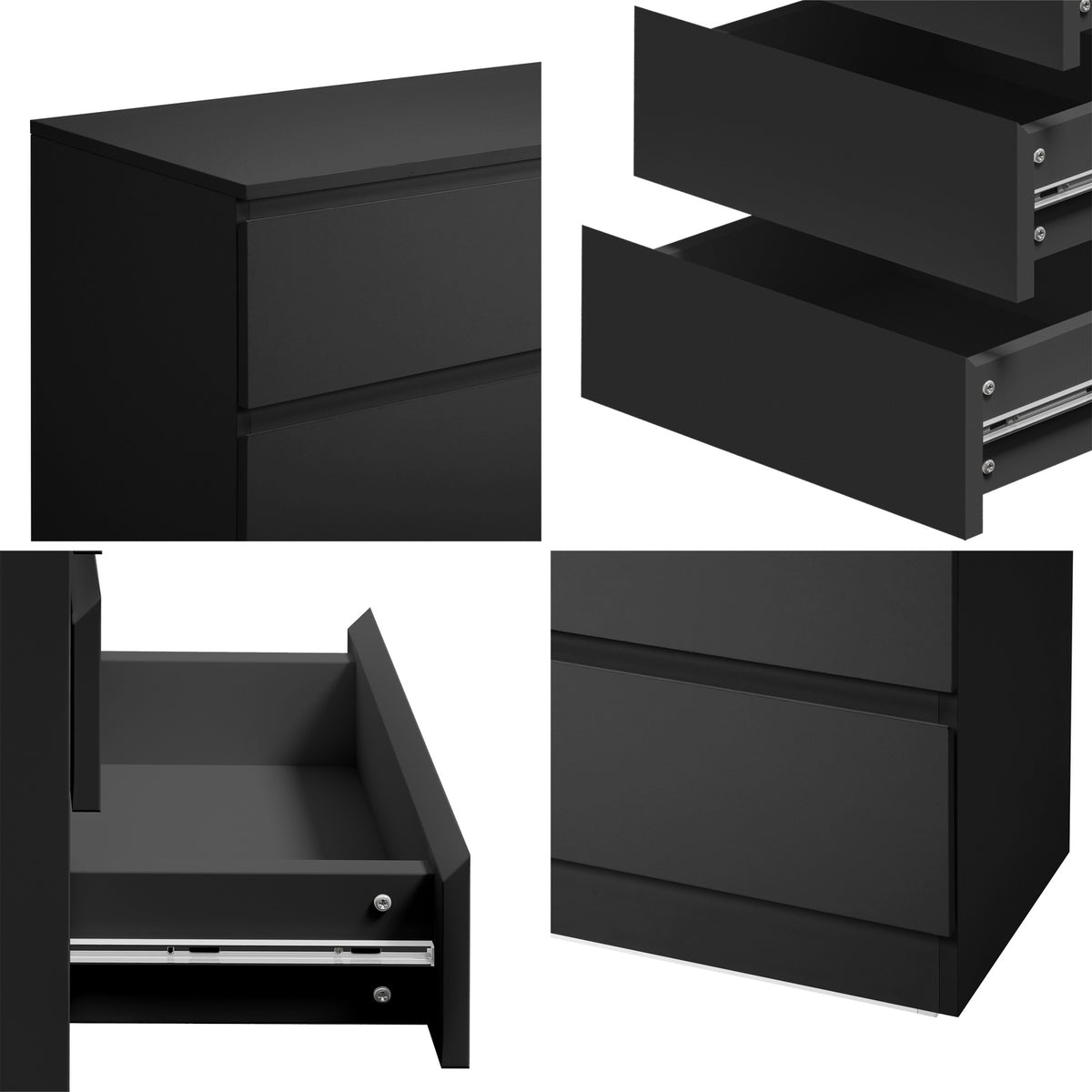 Oikiture 6 Chest of Drawers Tallboy Dresser Table Storage Cabinet Bedroom Black - Sunyee