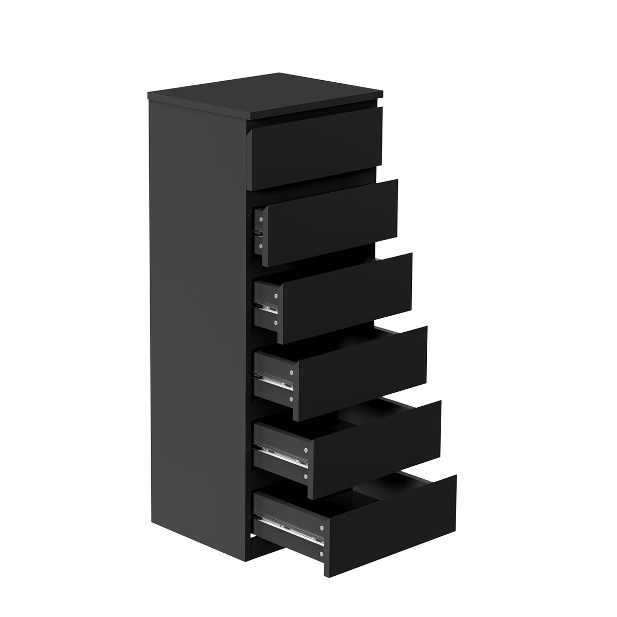 Oikiture 6 Chest of Drawers Tallboy Dresser Table Storage Cabinet Bedroom Black - Sunyee