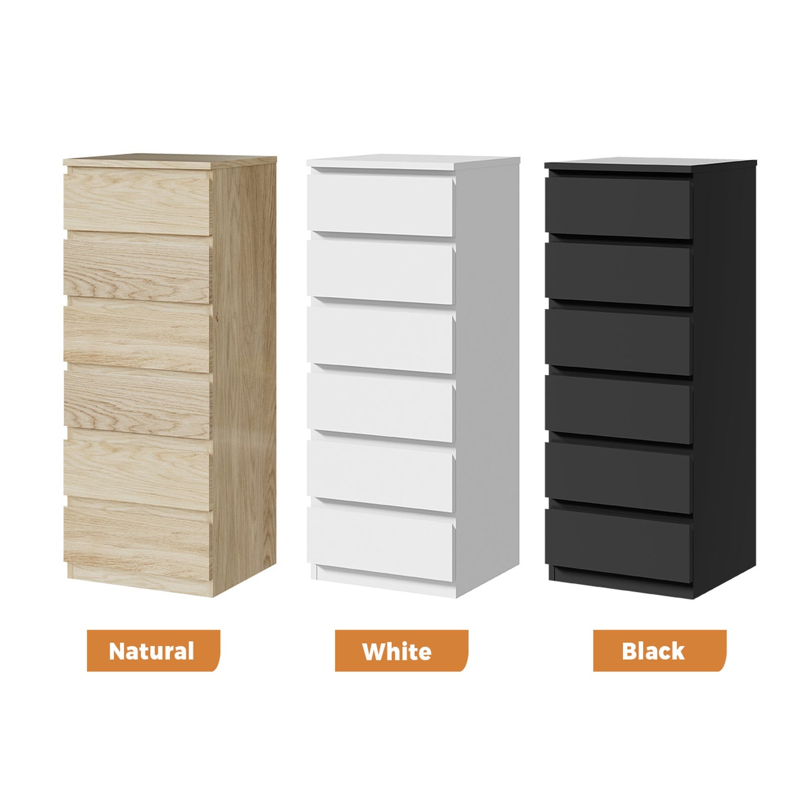 Oikiture 6 Chest of Drawers Tallboy Dresser Table Storage Cabinet Bedroom - Sunyee