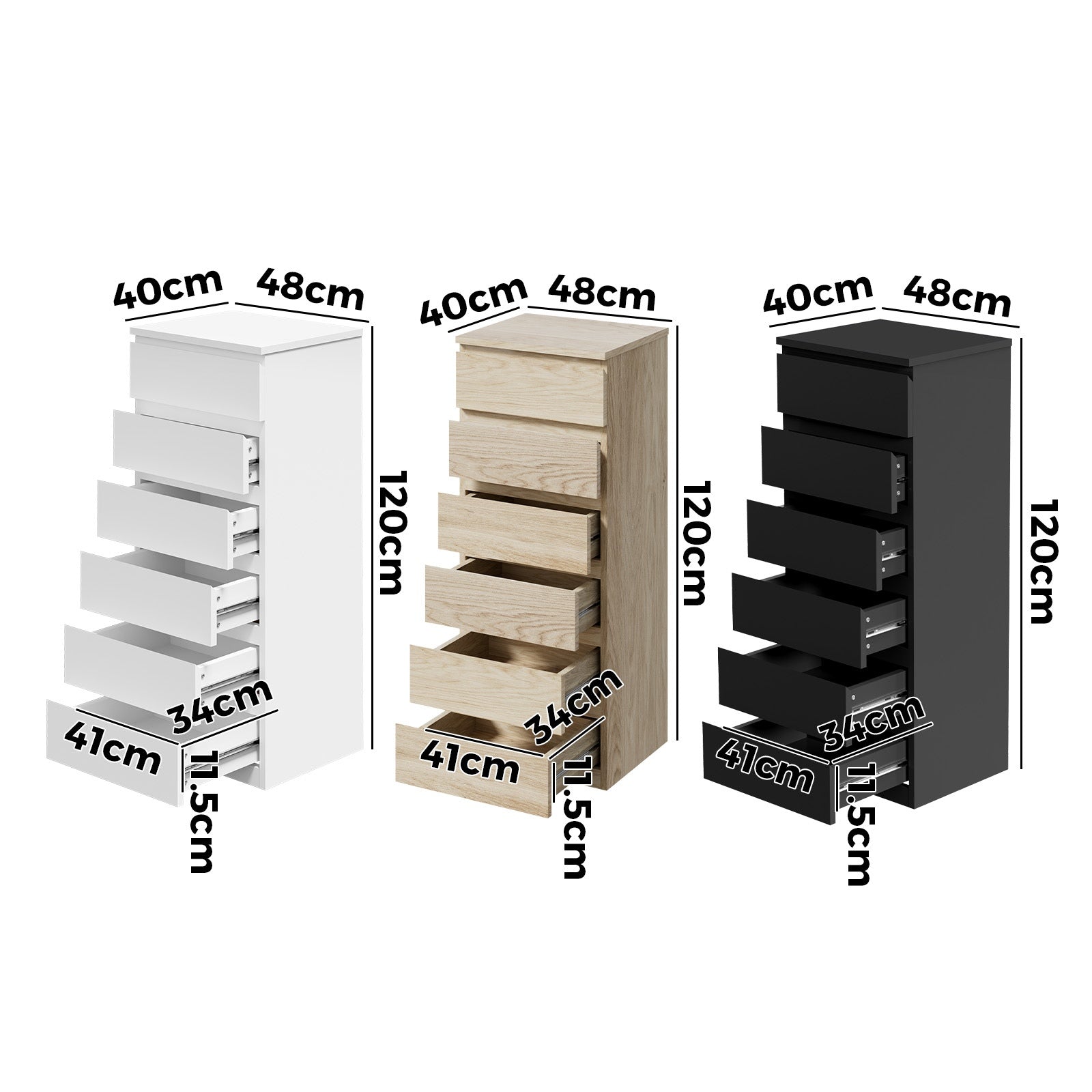Oikiture 6 Chest of Drawers Tallboy Dresser Table Storage Cabinet Bedroom - Sunyee