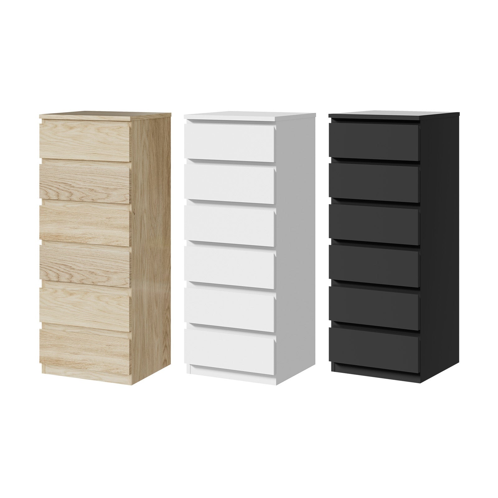 Oikiture 6 Chest of Drawers Tallboy Dresser Table Storage Cabinet Bedroom - Sunyee