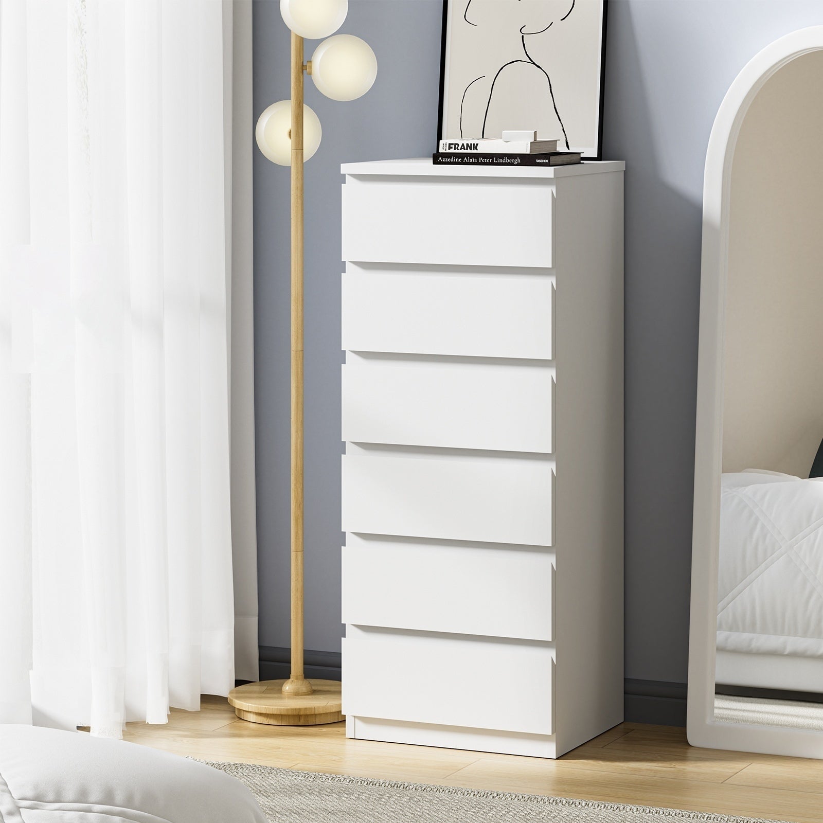 Oikiture 6 Chest of Drawers Tallboy Dresser Table Storage Cabinet Bedroom - Sunyee