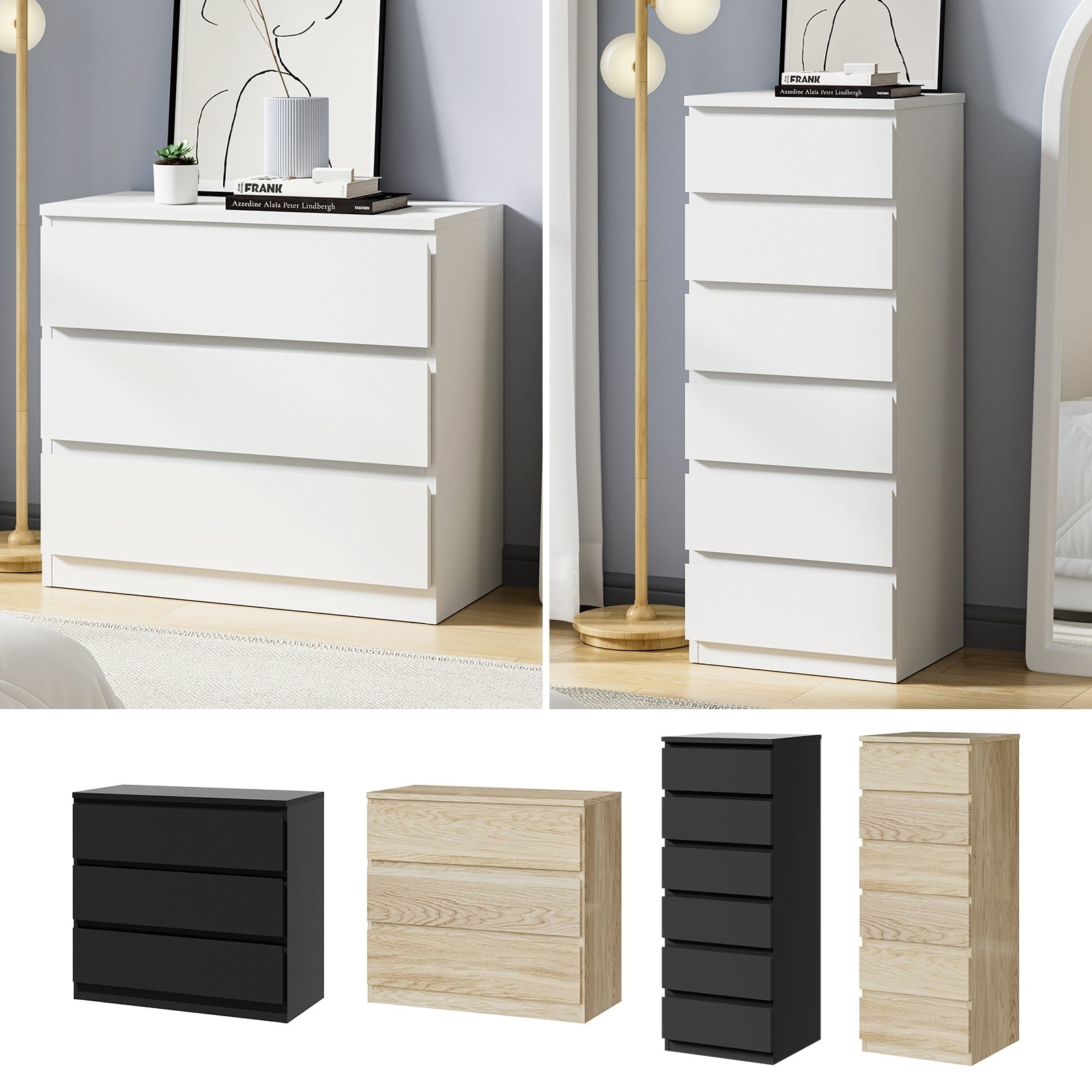 Oikiture Chest of Drawers Tallboy Lowboy Dresser Table Storage Cabinet Multi - Sunyee