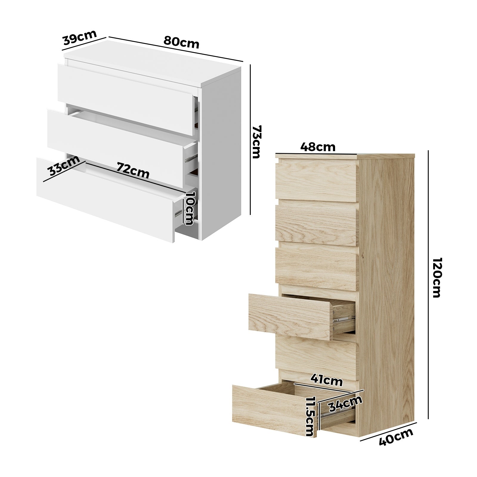 Oikiture Chest of Drawers Tallboy Lowboy Dresser Table Storage Cabinet Multi - Sunyee