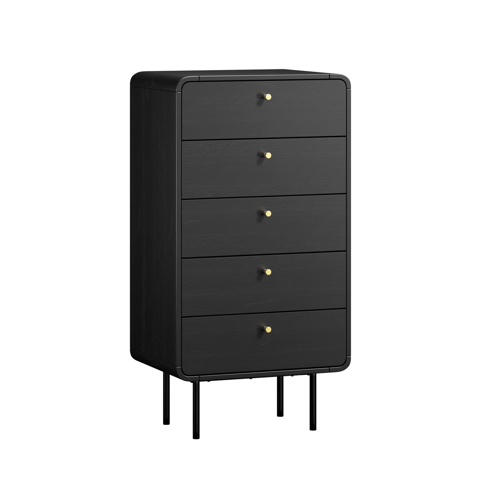 Oikiture 5 Chest of Drawers Tallboy Storage Cabinet Dresser Black - Sunyee
