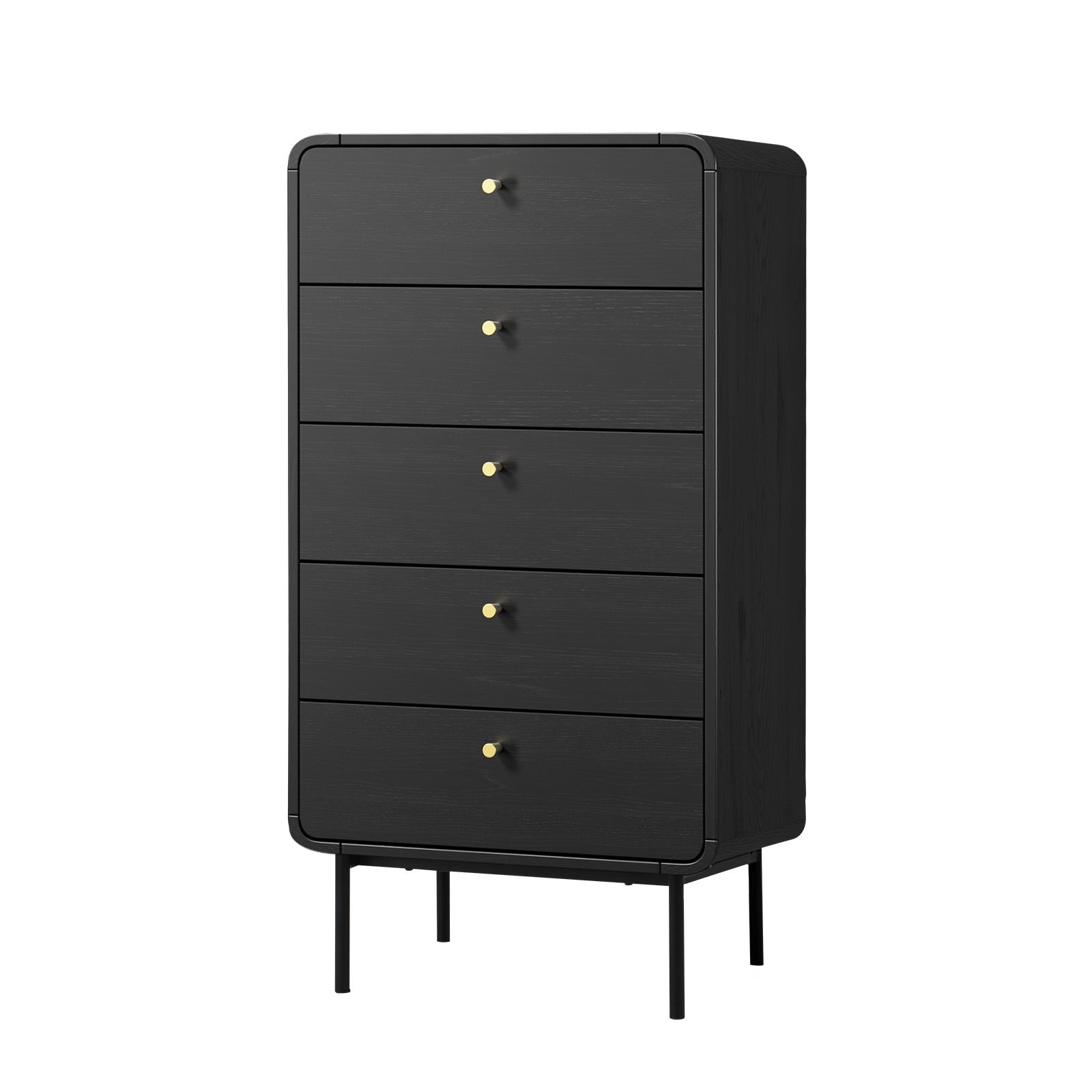 Oikiture 5 Chest of Drawers Tallboy Storage Cabinet Dresser Black - Sunyee
