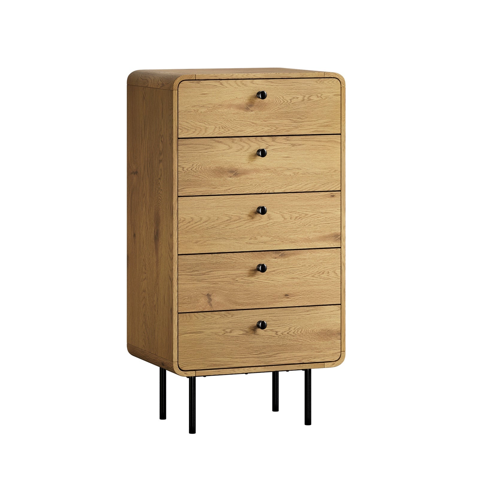 Oikiture 5 Chest of Drawers Tallboy Storage Cabinet Dresser Natural - Sunyee