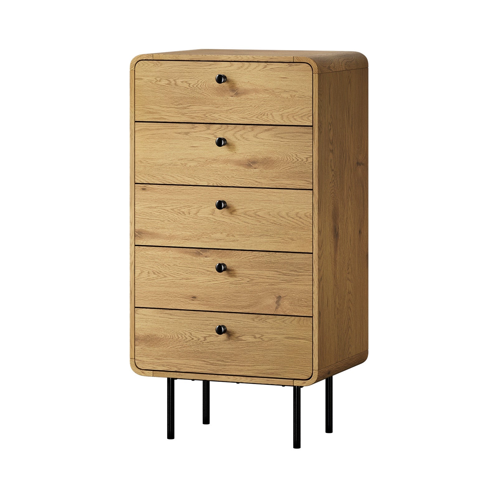 Oikiture 5 Chest of Drawers Tallboy Storage Cabinet Dresser Natural - Sunyee