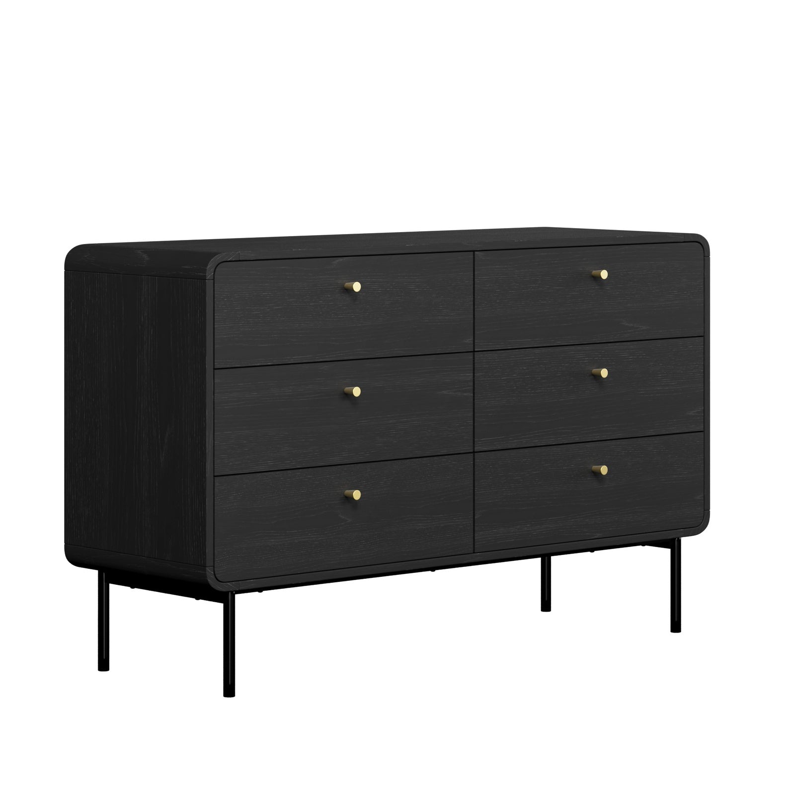 Oikiture 6 Chest of Drawers Tallboy Storage Cabinet Dresser Black - Sunyee