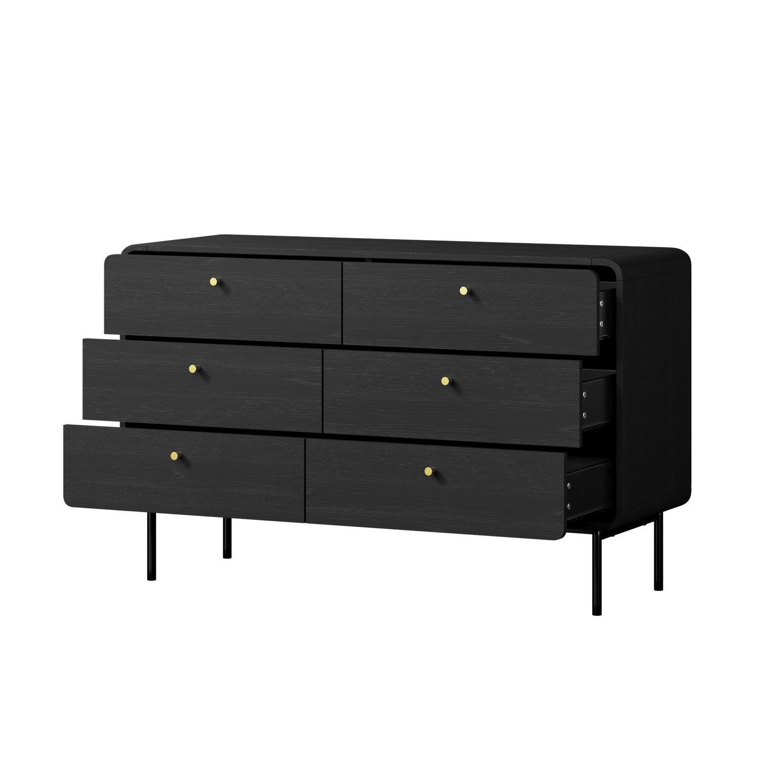 Oikiture 6 Chest of Drawers Tallboy Storage Cabinet Dresser Black - Sunyee
