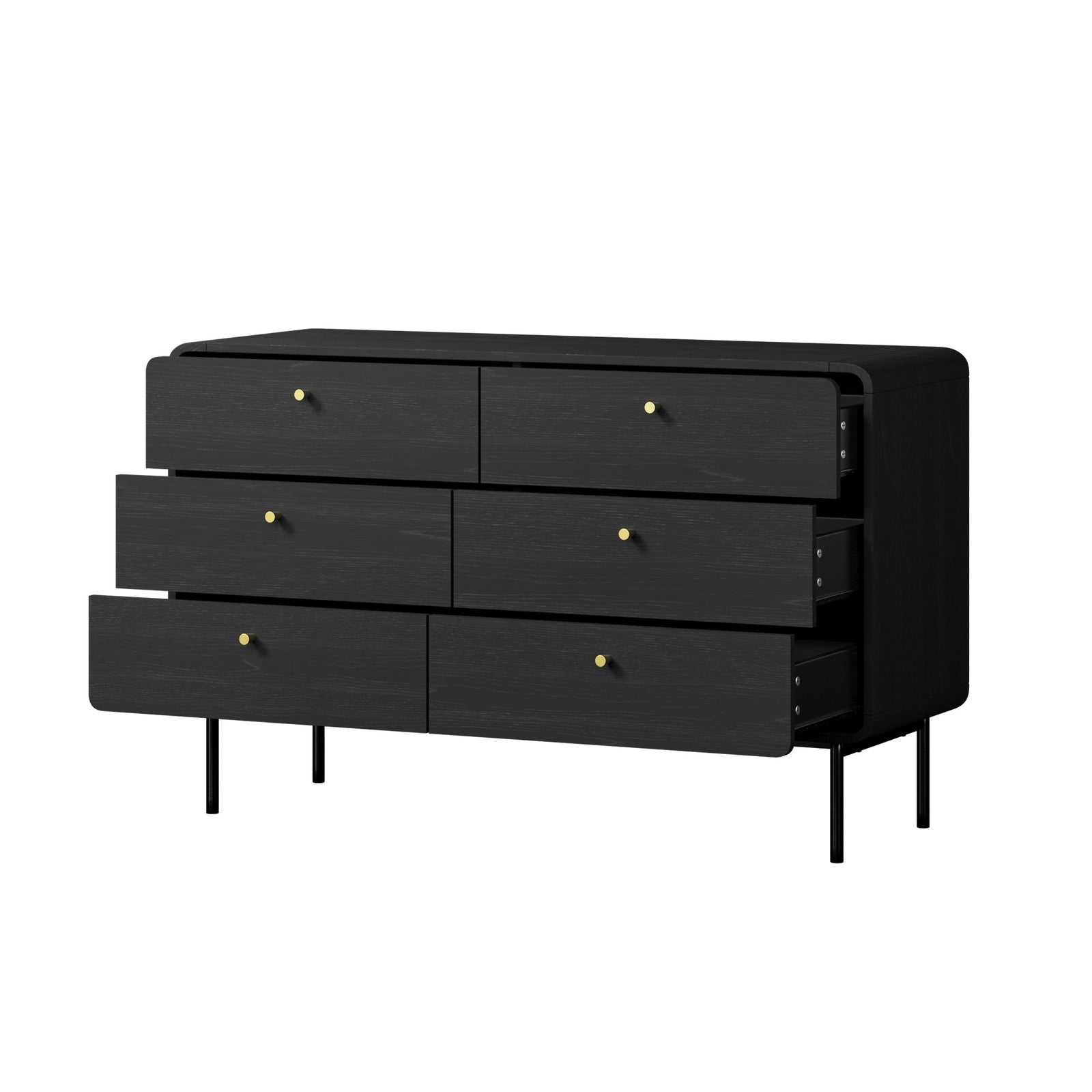 Oikiture 6 Chest of Drawers Tallboy Storage Cabinet Dresser Black - Sunyee