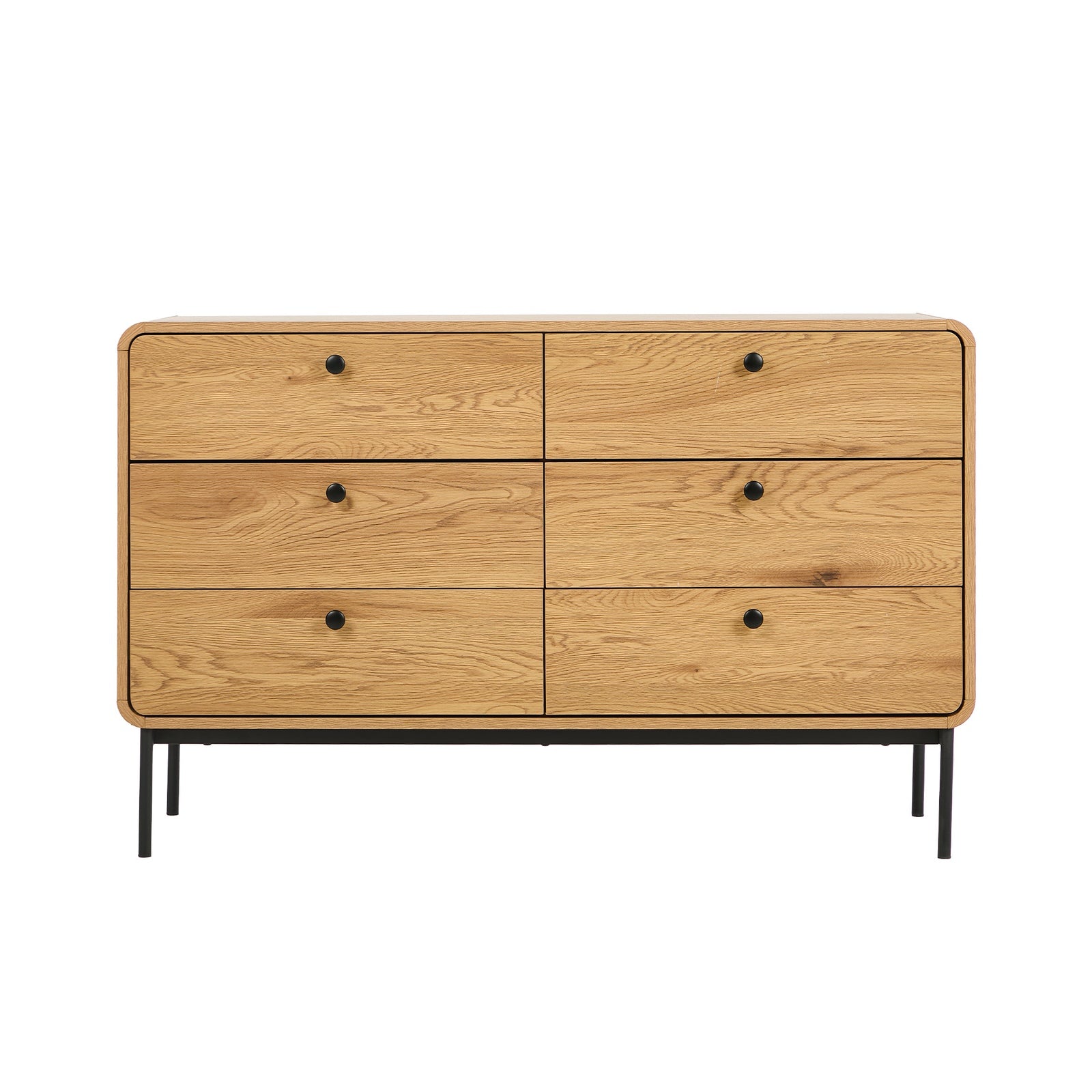 Oikiture 6 Chest of Drawers Tallboy Storage Cabinet Dresser Natural