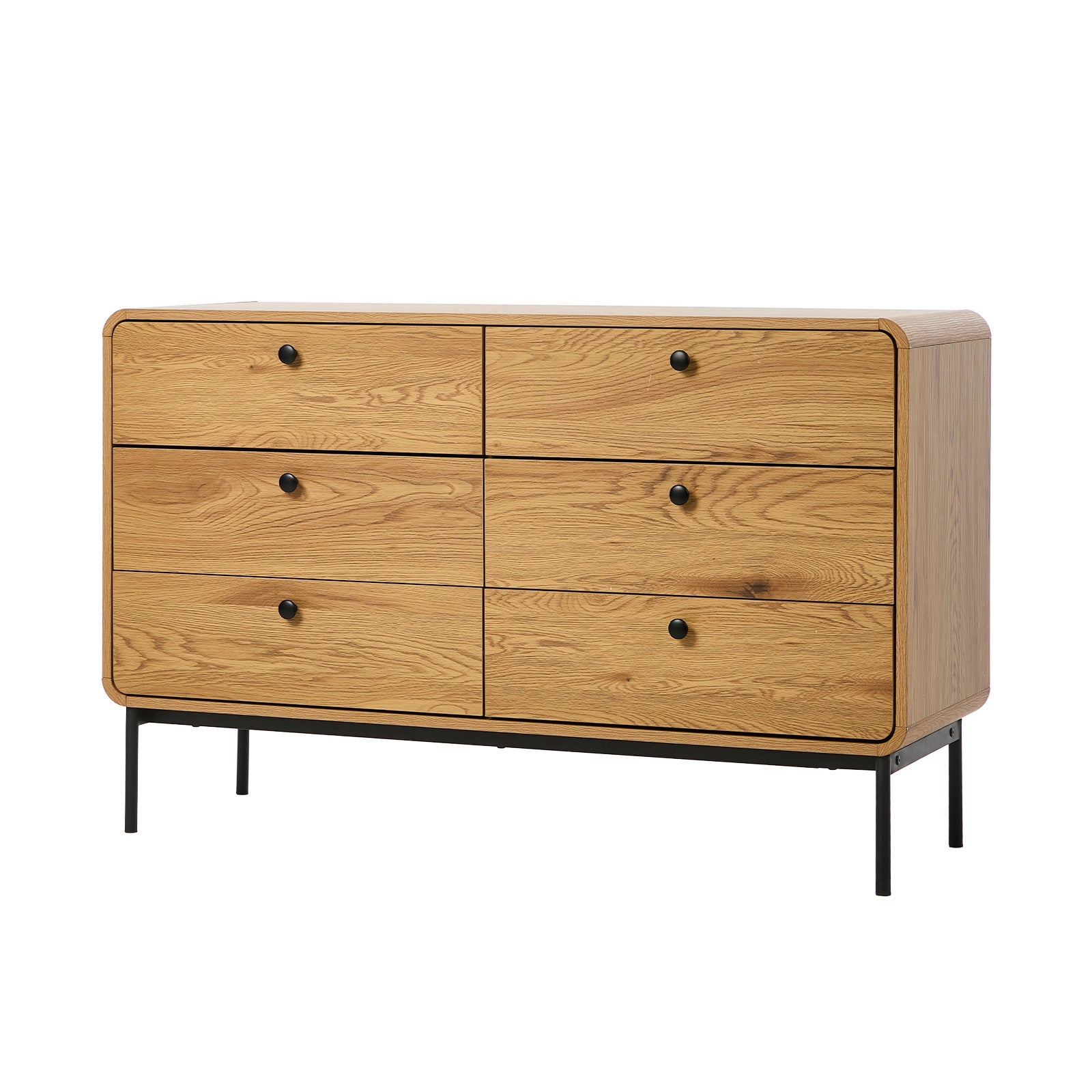 Oikiture 6 Chest of Drawers Tallboy Storage Cabinet Dresser Natural - Sunyee