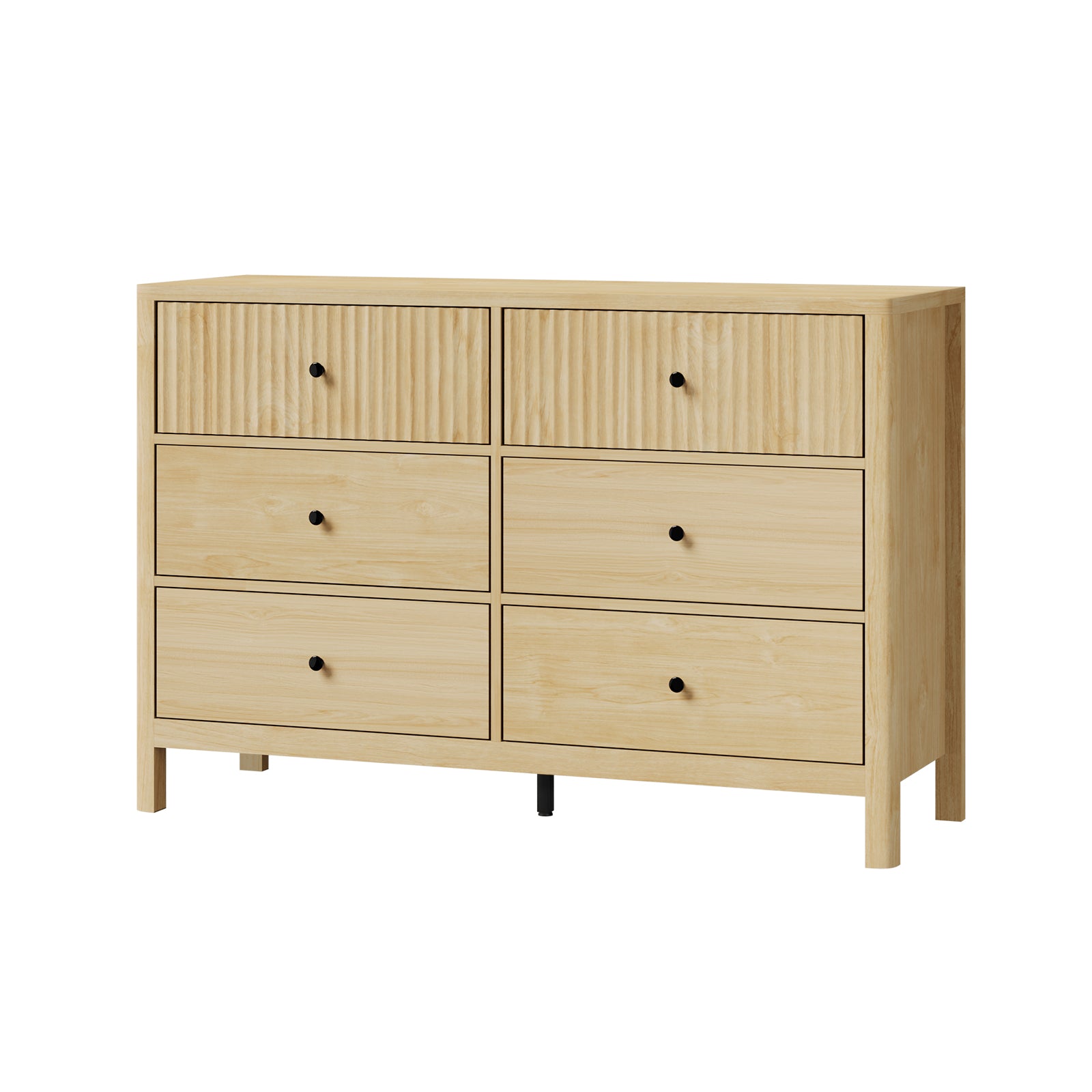 Oikiture 6 Chest of Drawers Dresser Tallboy Storage Cabinet Bedroom Natural - Sunyee